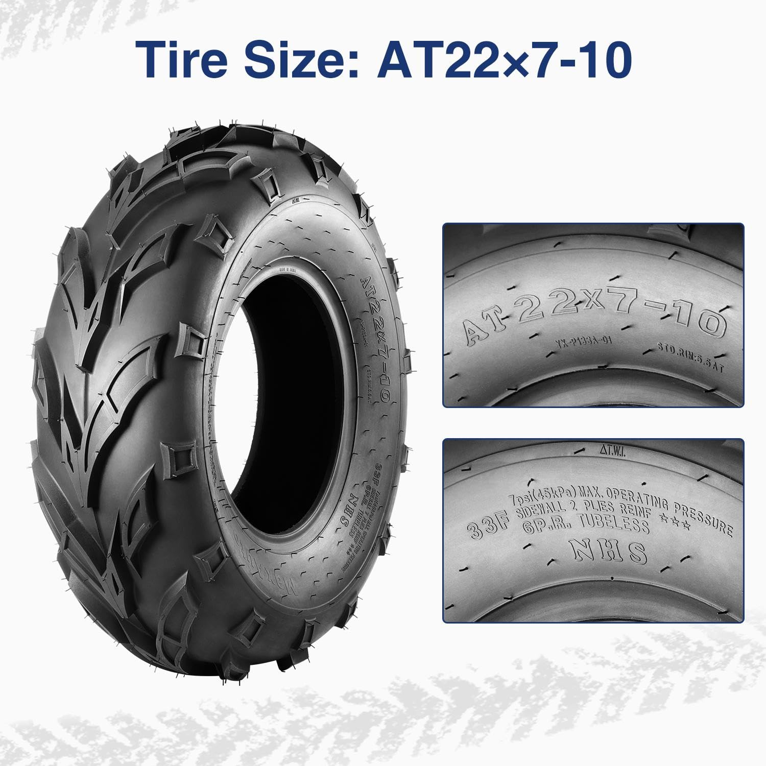 Maxauto 22X7-10 Sport Atv Tires 22X7X10 Quad Tires,6 Pr Tubeless All Terrain Utv Tire, 2 Pack
