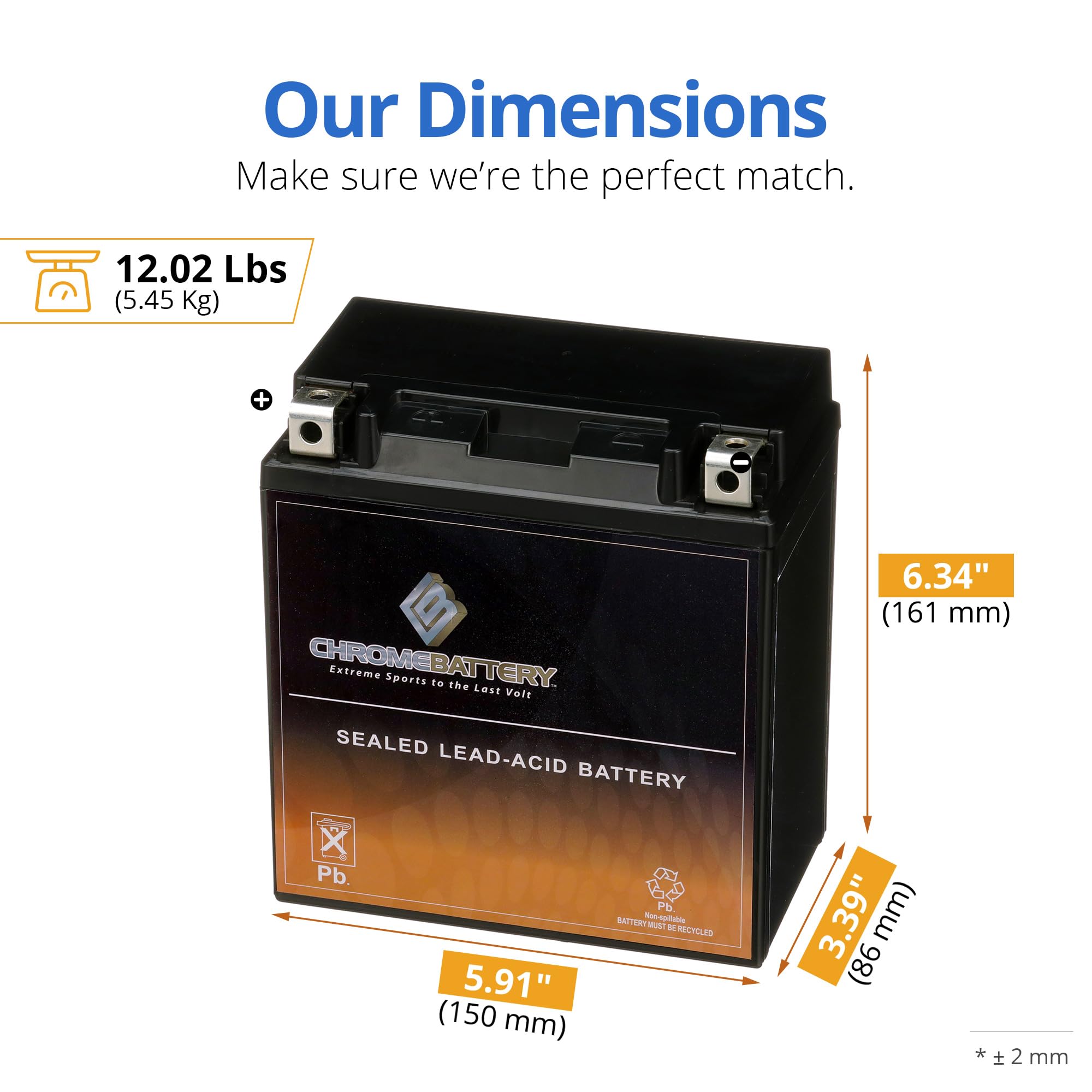 Cb Chromebattery 20Ch-Bs Maintenance-Free 12V 20Ah Battery Replacement For Atv, Motorcycle, Jet Skis, Scooter, Utv, And More - N