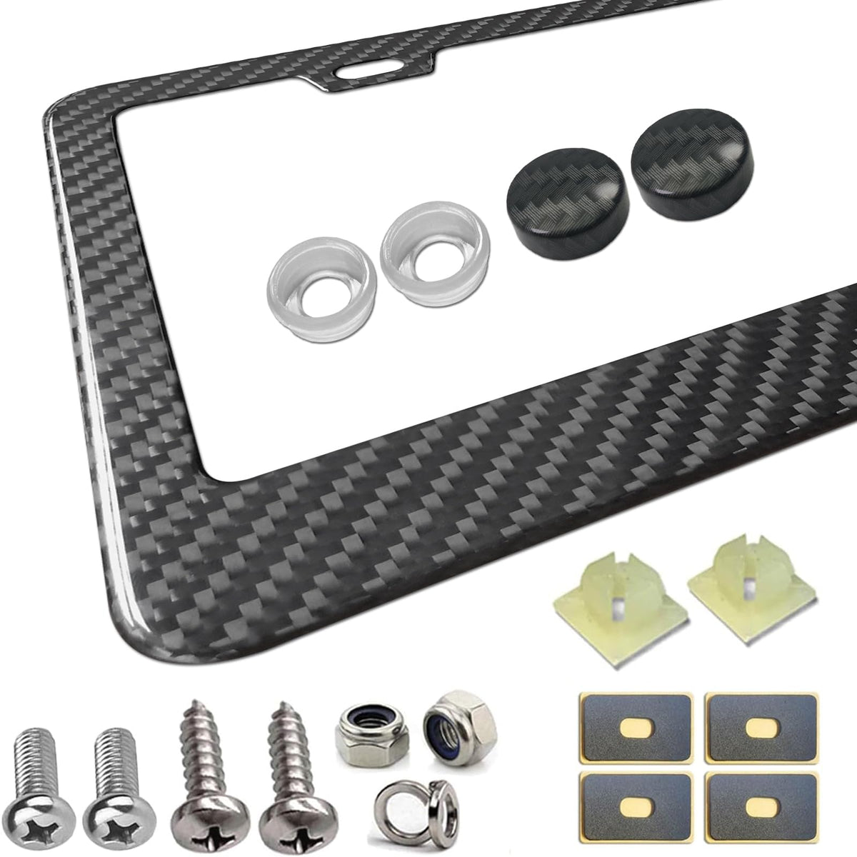 Aootf Carbon Fiber License Plate Frame- Handcrafted Of 100% Real Carbon Fiber Cloth Wrap Stainless Steel Frame | Rustproof Licen