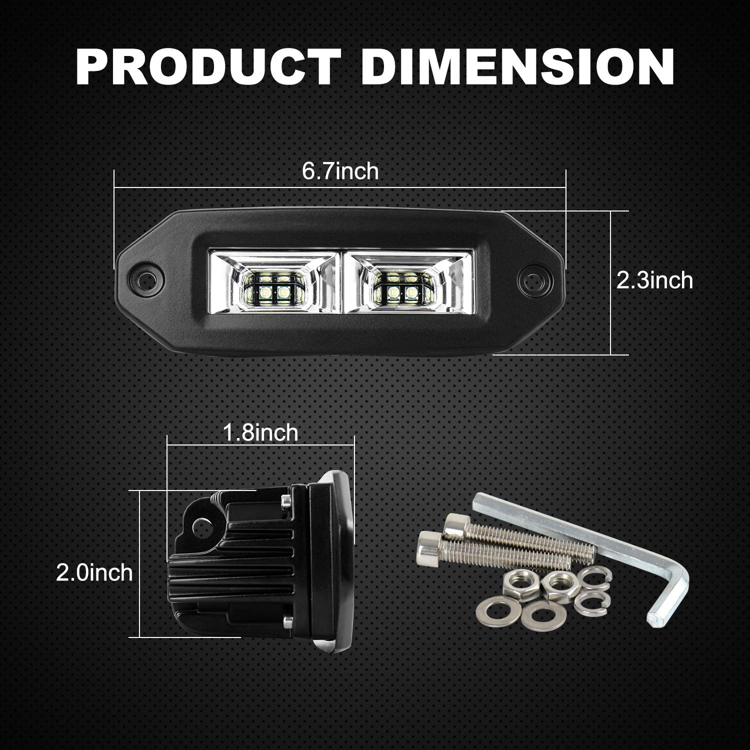 Ebestauto 40W Led Work Light Bar - Flush Mount Led Pods For Atv, Utv, Suv, Truck, Boat