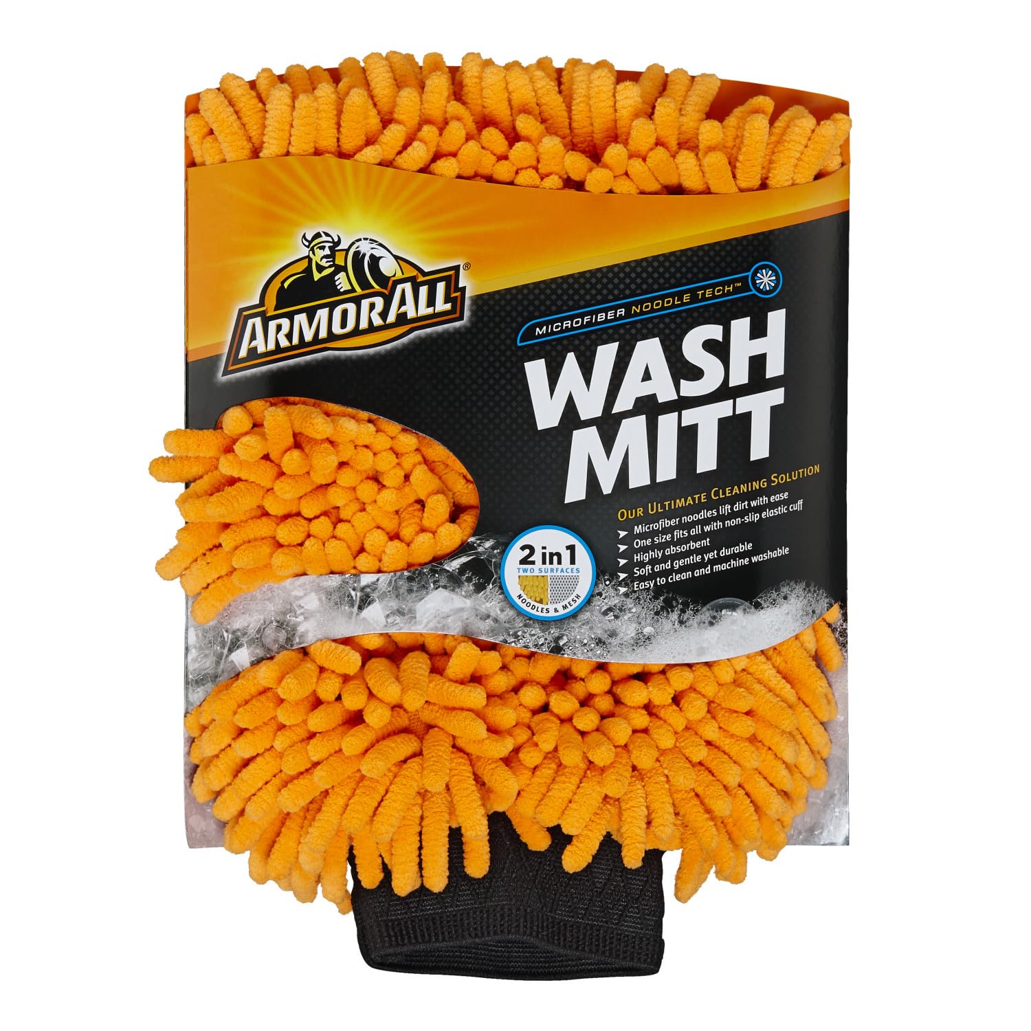 Armor All Microfiber Car Wash Mitt By Armor All, Noodle Tech Car Wash Glove For Clean Cars, Trucks, Motorcycles, 1 Each