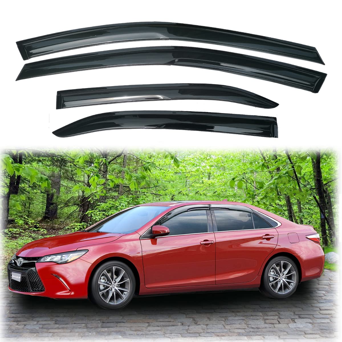 Side Window Visor Vent Deflectors Rain Guards For 2018-2024 Toyota Camry, Wind Vent Sun Shade Tape On Car Window Shades, Smoke T