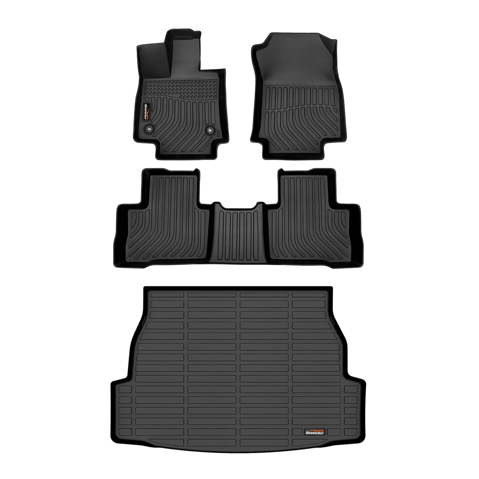 Binmotor-Heavy Duty Car Floor Mats For 2019-2024 Rav4 Hybrid (Including Hybrid) 1St & 2Nd Row Full Set Of Floor Liners Black All-Weather Protective Car Mats Rav4 Hybrid Accessories