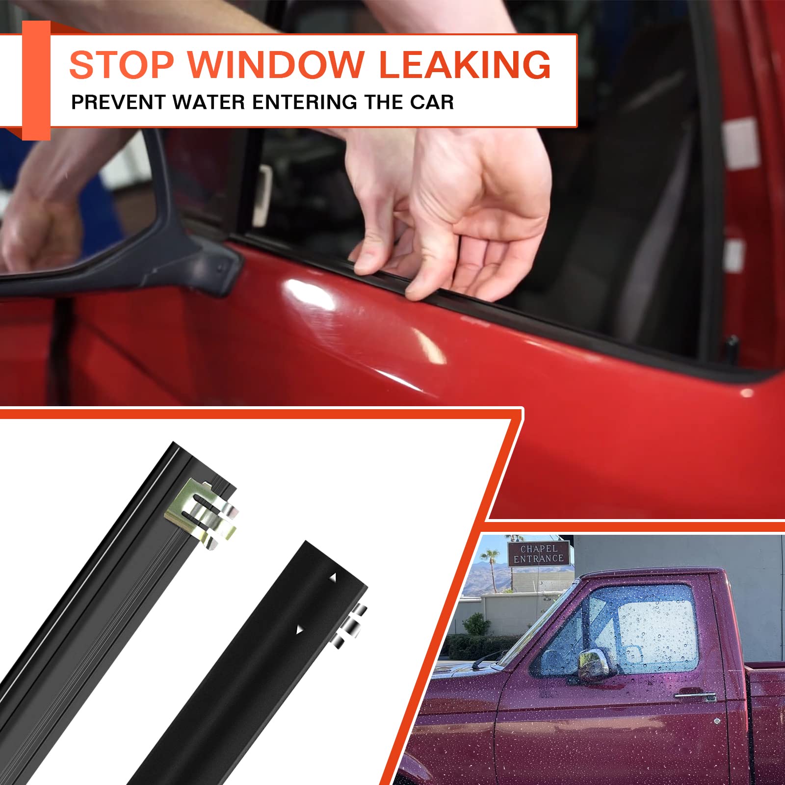 Aclong Front Inner & Outer Window Molding Sweep Felt Trim Seal Weatherstrip Kit Compatible With Ford F-150 F-250 F-350 Bronco 19