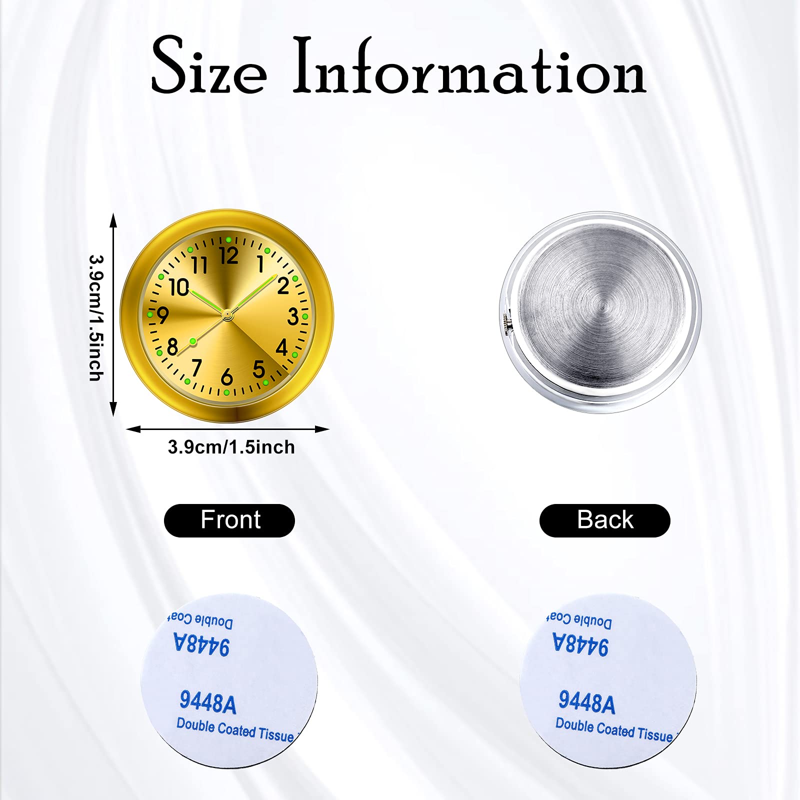 Frienda 2 Pieces Stick on Dashboard Car Clock Mini Tiny Small Luminous Car Vent Clocks Watch for Dashboard Boat Bike Home (Black