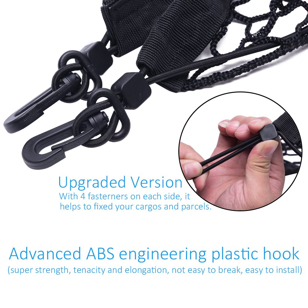 Mictuning Upgraded 41 X 30 Inch Cargo Net Auto Trunk Rear Cargo Organizer Elastic Mesh Net Holder - Universal Fit For Suv Truck