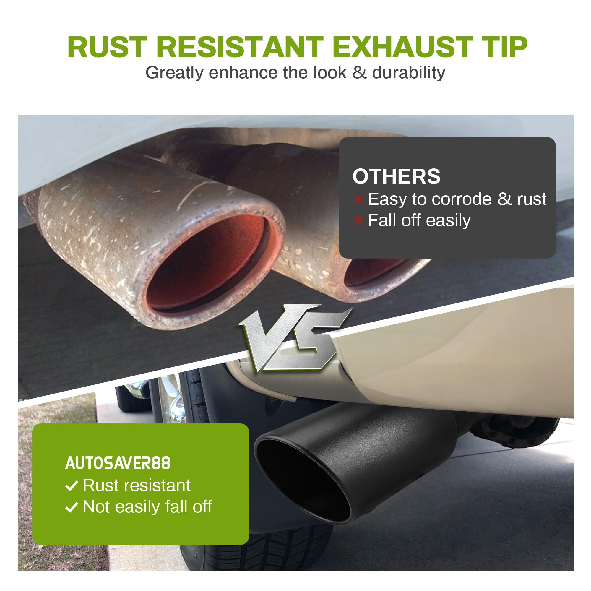 Autosaver88 5 Inch Exhaust Tip, 5'' Inlet 7'' Outlet 15'' Overall Length Stainless Steel Exhaust Tip, Universal Diesel Exhaust T