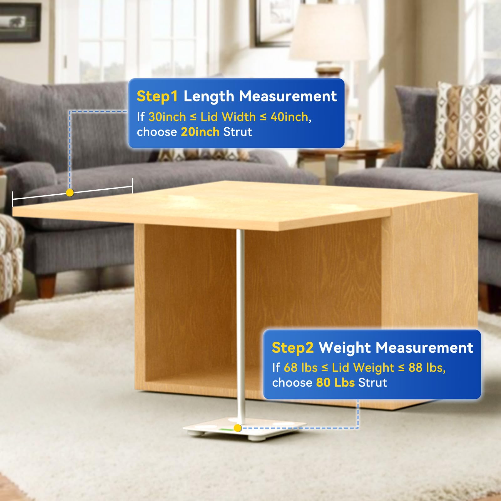 C16-08053 20 inch 80 lb Gas Strut Spring Shocks, 71794 20'' 80 Pounds for Tanning Bed RV Bed Tonneau Cover Boat Hatch Engine Cov