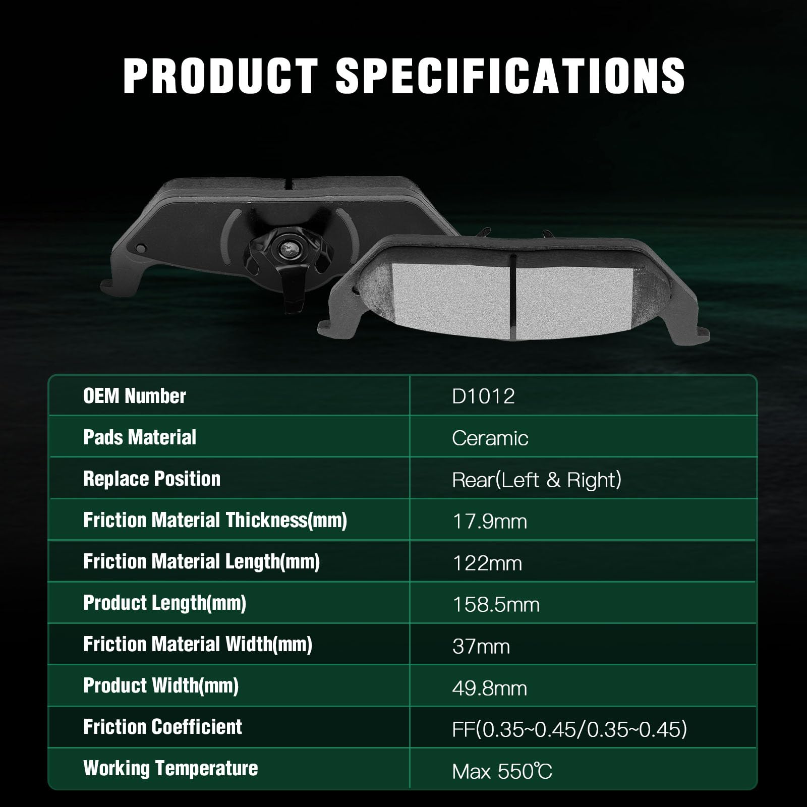 Automuto 8Pcs Front & Rear Disc Brake Pads Set D1012 D1083 For Ford For F-150 2004-2009,For Lincoln Mark Lt 2006-2008