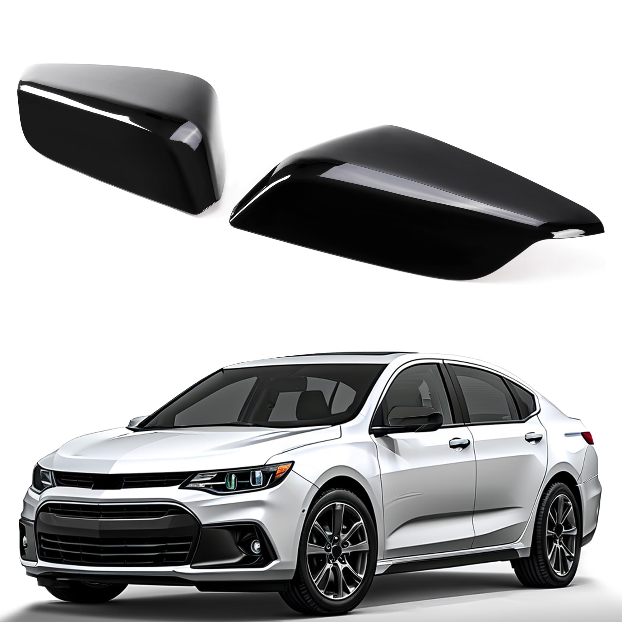 HECASA Mirror Cover Pair Compatible with 2016-2024 Chevy Chevrolet Malibu Mirror Housing Replaces 84026841 84026842 Mirror Cap D
