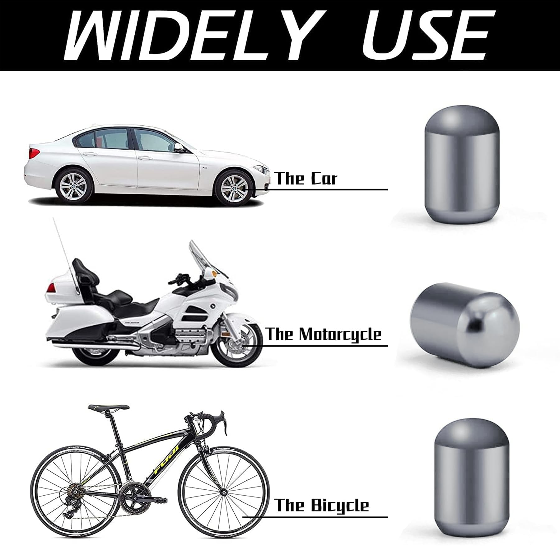 Justtop 4Pcs Car Tire Valve Stem Caps, Air Caps Cover, Universal For Cars, Suvs, Bike, Trucks And Motorcycles, Car Wheel & Tire