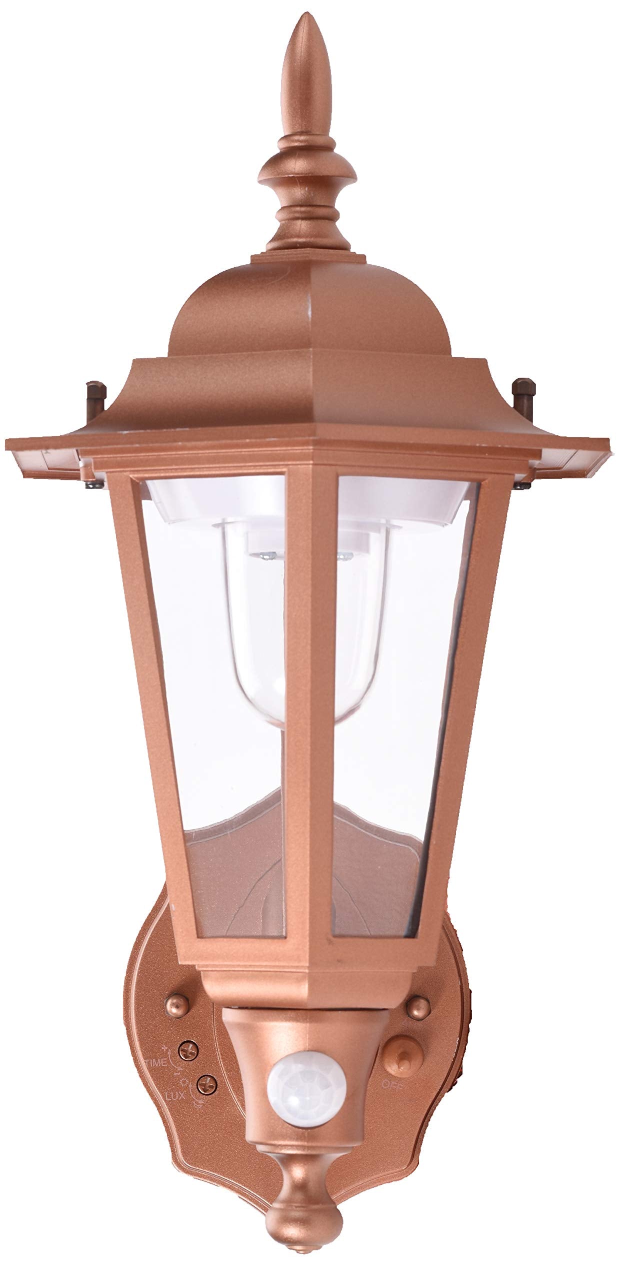 Maxsa 46719 Battery-Powered LED Motion-Activated Outdoor Wall Sconce-Copper-8.5'' x 6'' x 13