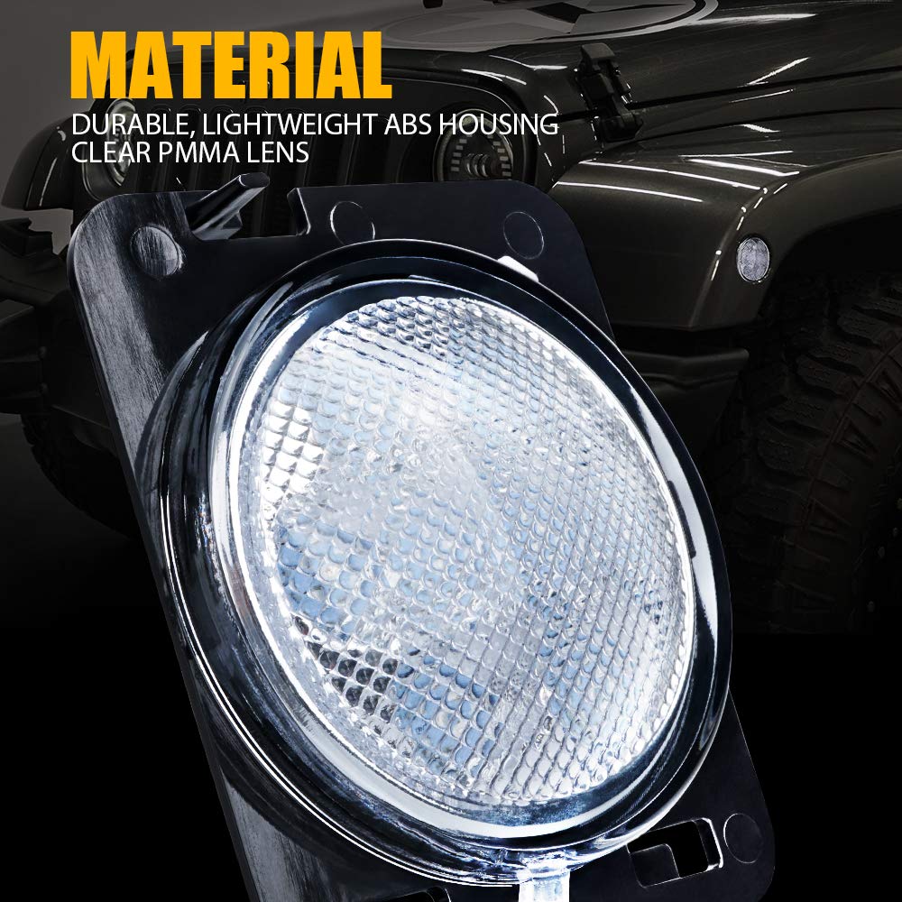 Xprite Led Amber Front Fender Side Marker Light Assembly With Clear Lens Compatible With Jeep Wrangler Jk Unlimited 2007 2008 20