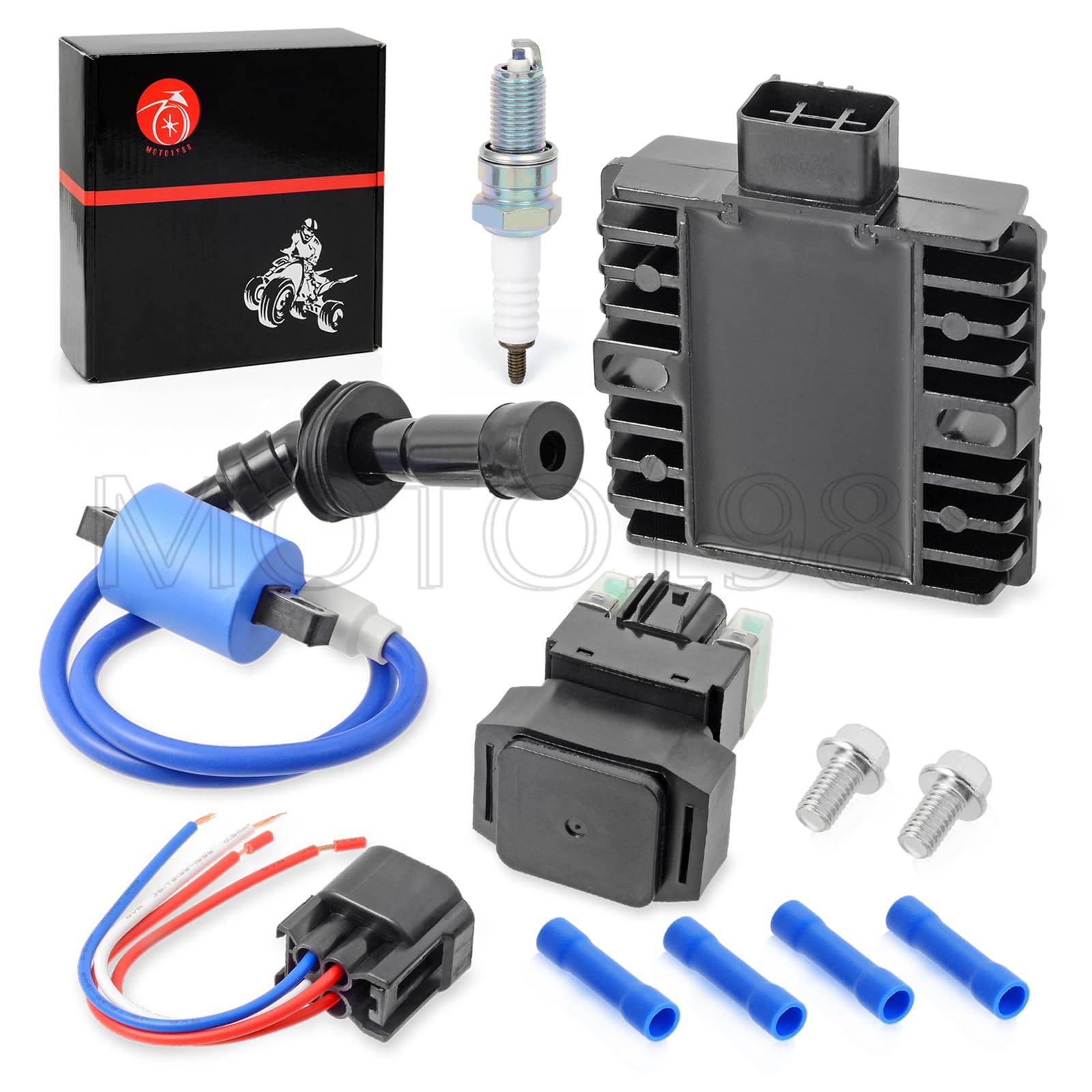 Ignition Coil Pack & Voltage Regulator Rectifier Starter Relay Spark Plugs For Yamaha Yxr660F Rhino 660 2004-2007