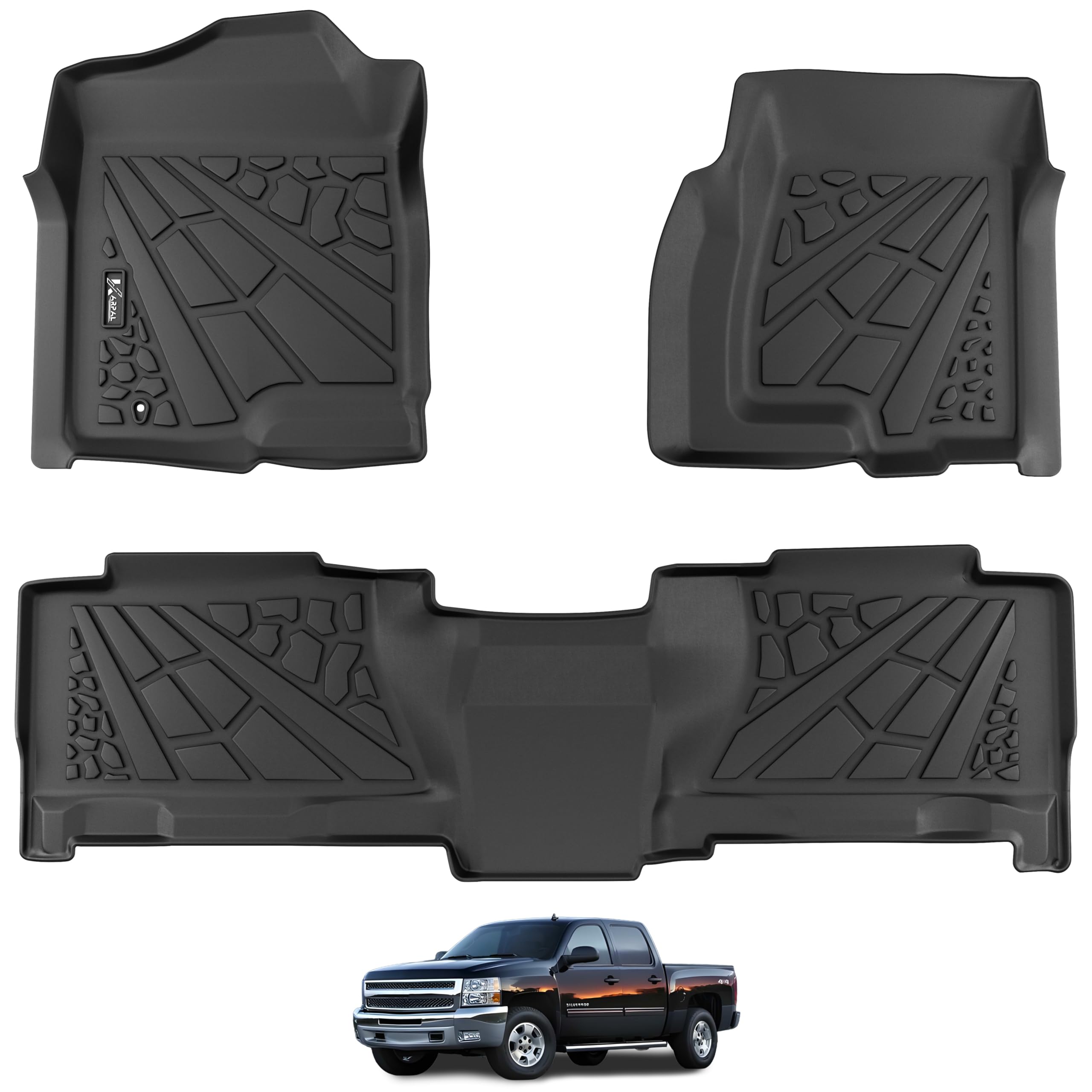Karpal Floor Mats Fit For 1999-2007 Chevrolet Silverado/Gmc Sierra 1500/2500/3500 (Crew Cab) / 2000-2006 Chevrolet Escalade/Subu