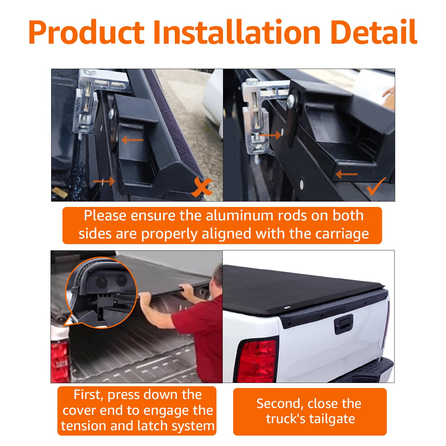 Amazon Basics Soft Roll Up Tonneau Cover, 5.8ft, Black, Aluminum, Model DS-SKM0458 for 2014-2019 Chevy Silverado, GMC Sierra 1500