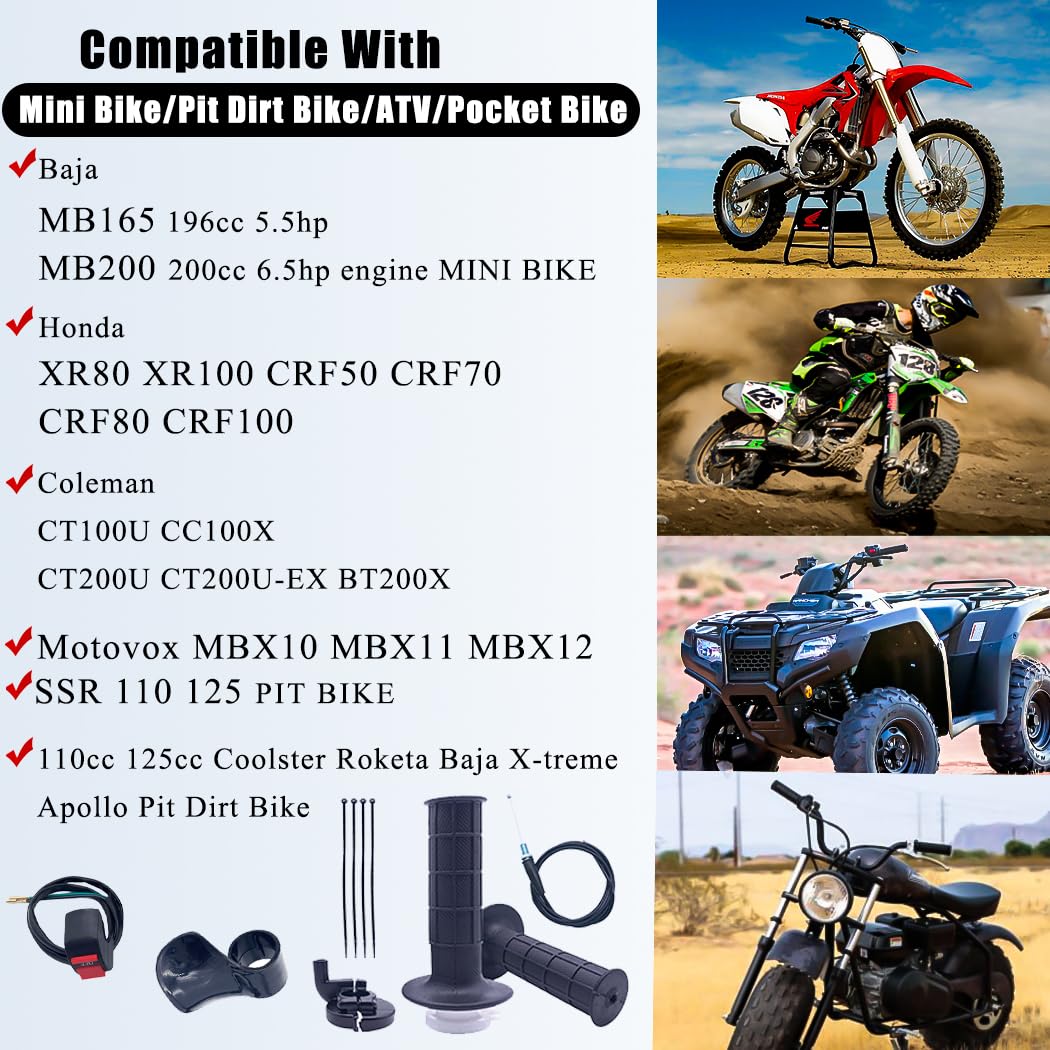 Aniro Moto New Sets Mini Bike 22Mm Twist Throttle Accelerator Handle Grips Assembly Fits For Most Of 50Cc 90Cc, 110Cc 125Cc 140C