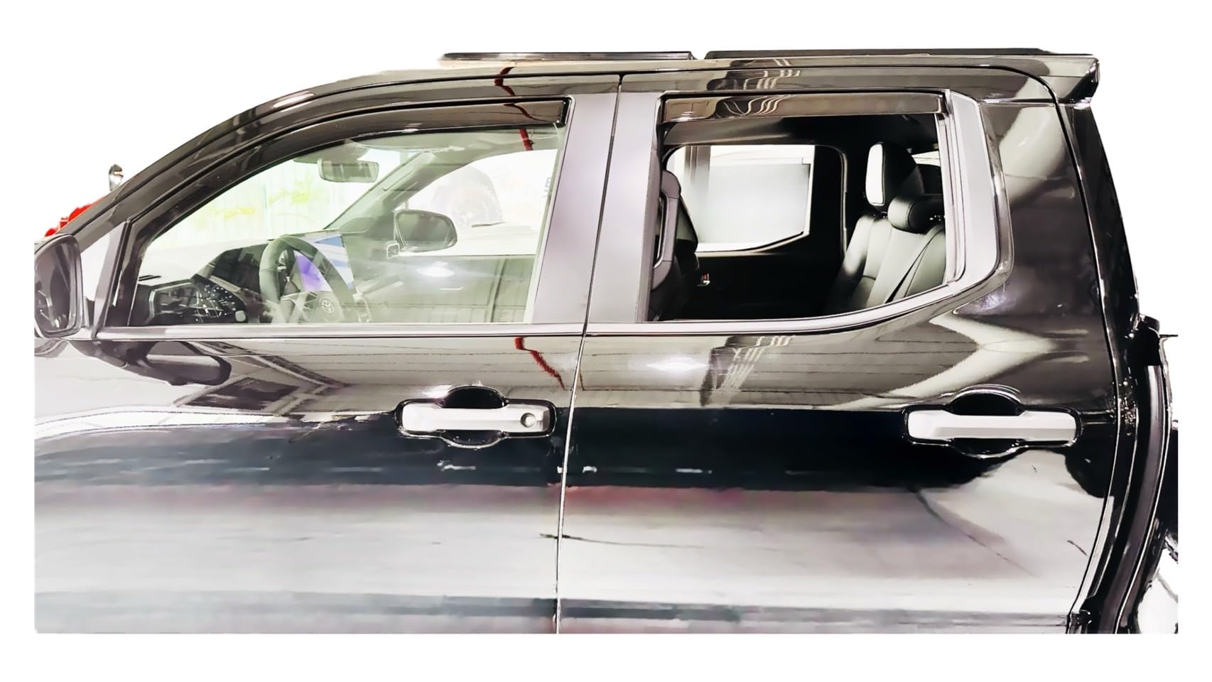 Optimal Co Black In-Channel Rain Guards for 2024-2025 Toyota Tacoma SR SR5 TRD PreRunner Sport Off-Road i-FORCEMAX Limited Trailhunter Pro