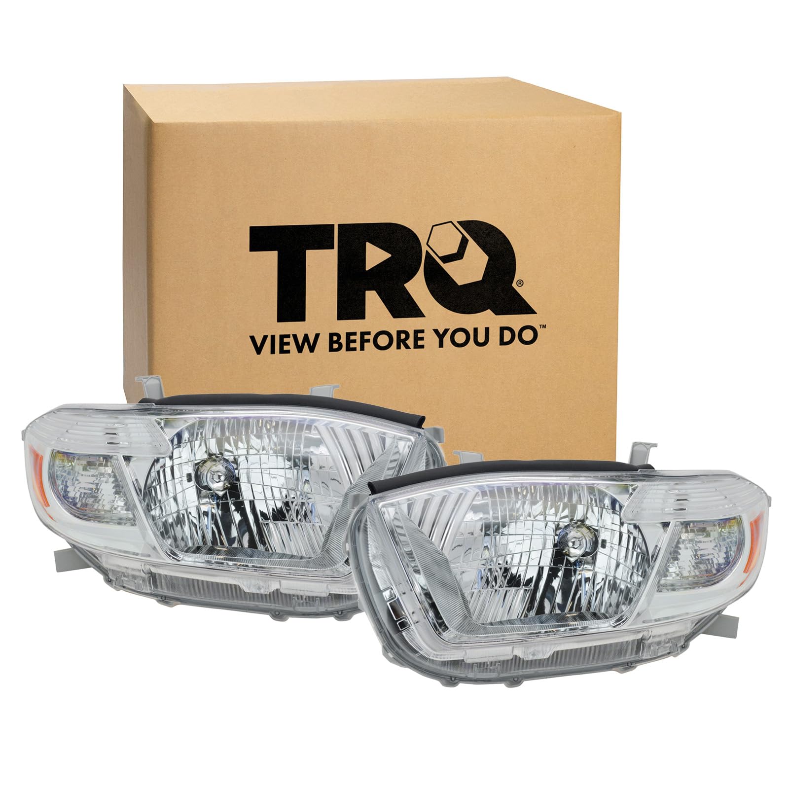 Trq Driver & Passenger Side Headlight Assembly Set Headlights Driver & Passenger Side Compatible With 2008-2010 Toyota Highlande