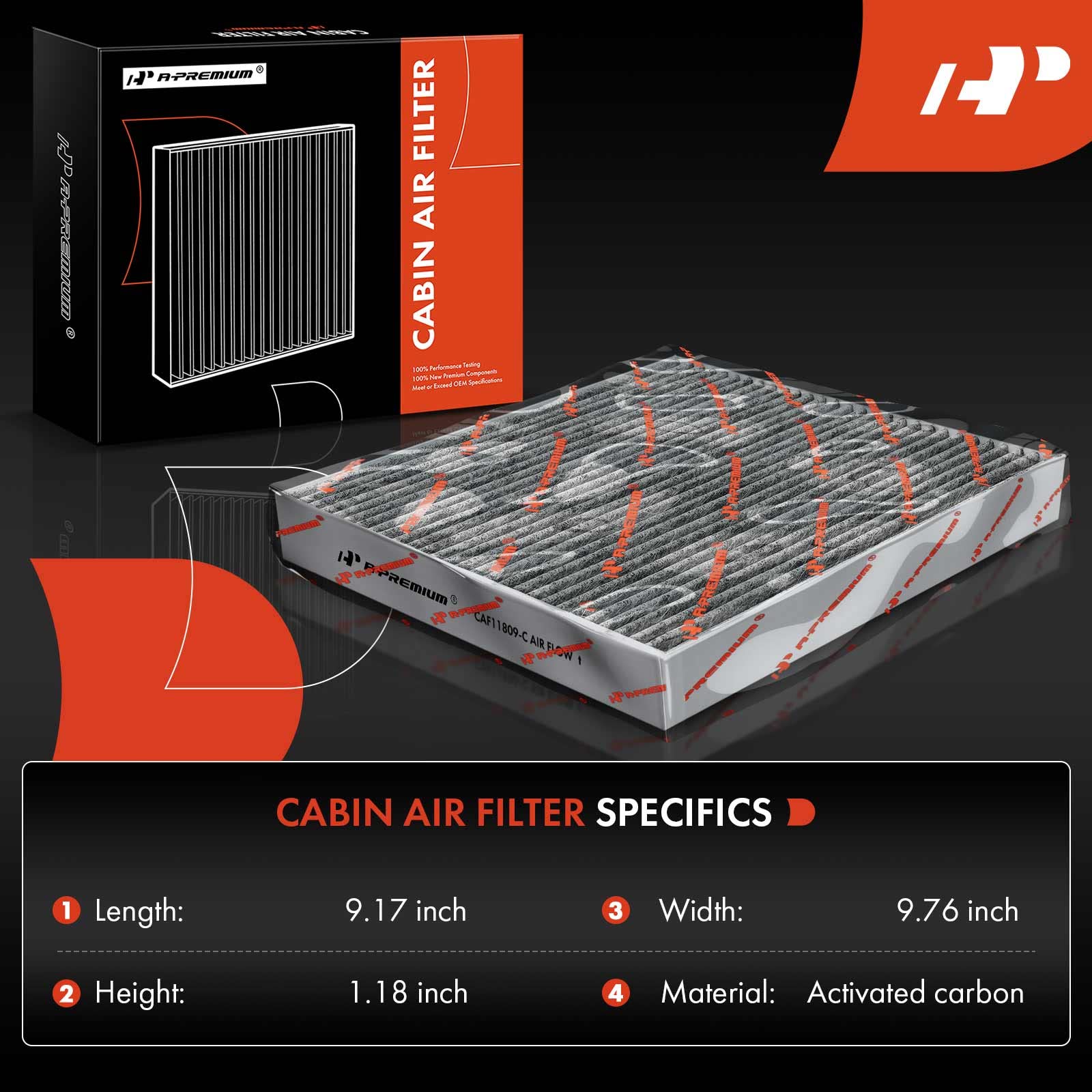 A-Premium Cabin Air Filter with Activated Carbon Compatible with Cadillac Escalade & Chevrolet Silverado 1500, Suburban, Tahoe &