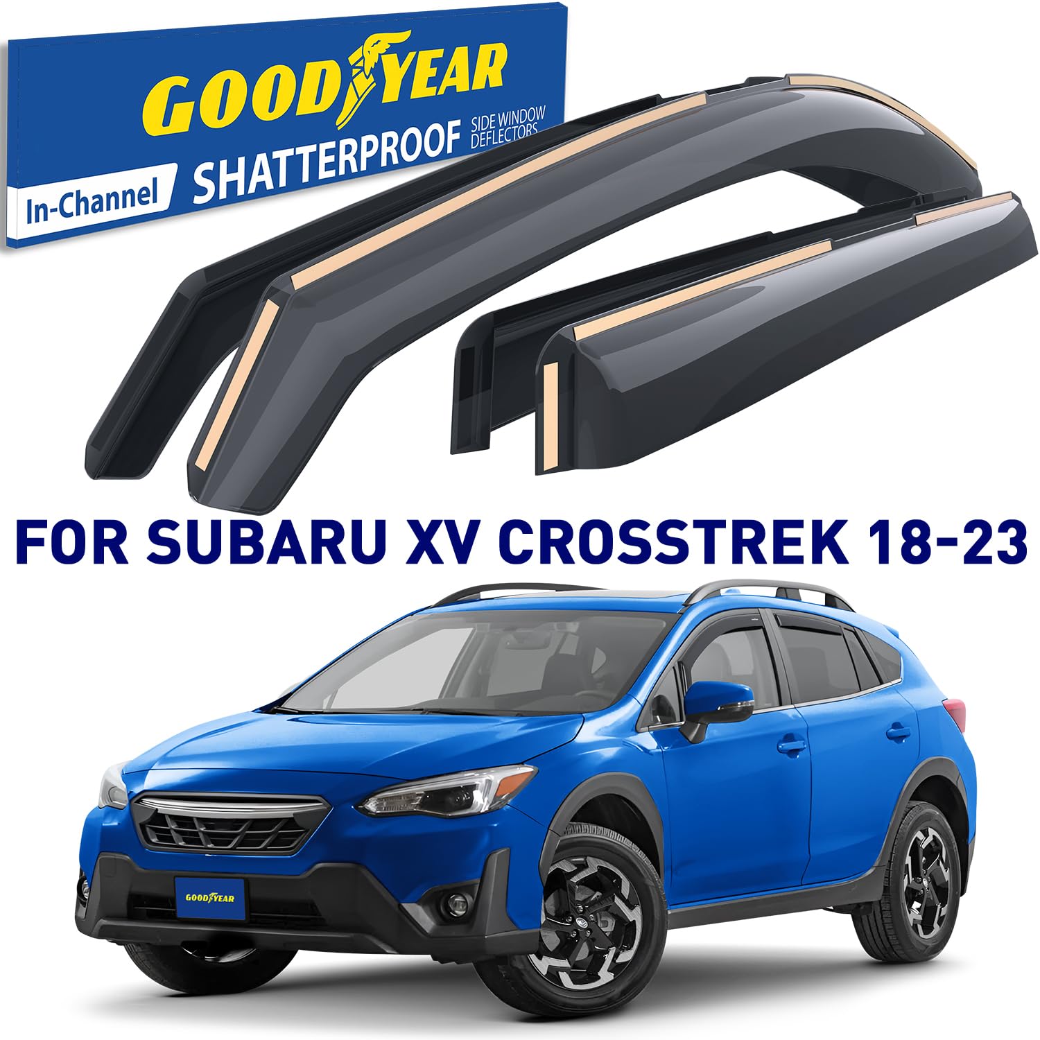 Goodyear Shatterproof In-Channel Window Deflectors For Subaru Xv Crosstrek 2018-2023/Subaru Impreza 2017-2023, Rain Guards, Wind