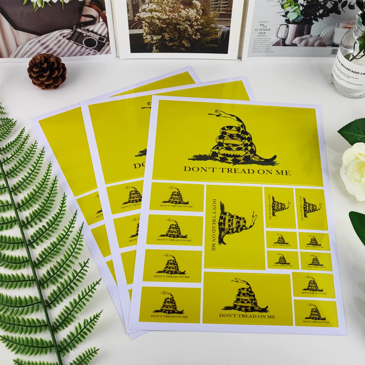 QQSD Dont Tread on Me Gadsden Flag Sticker Decal in Multiple Sizes, 3 Pack, 11.7 x 8.3 Inches