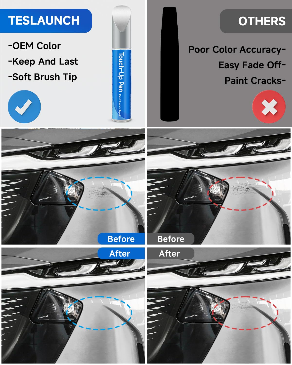 RSACET 45P Sonic Silver Metallic Touch Up Paint Compatible with Mazda Exact Match Touch Up Paint Car Scratch Repair