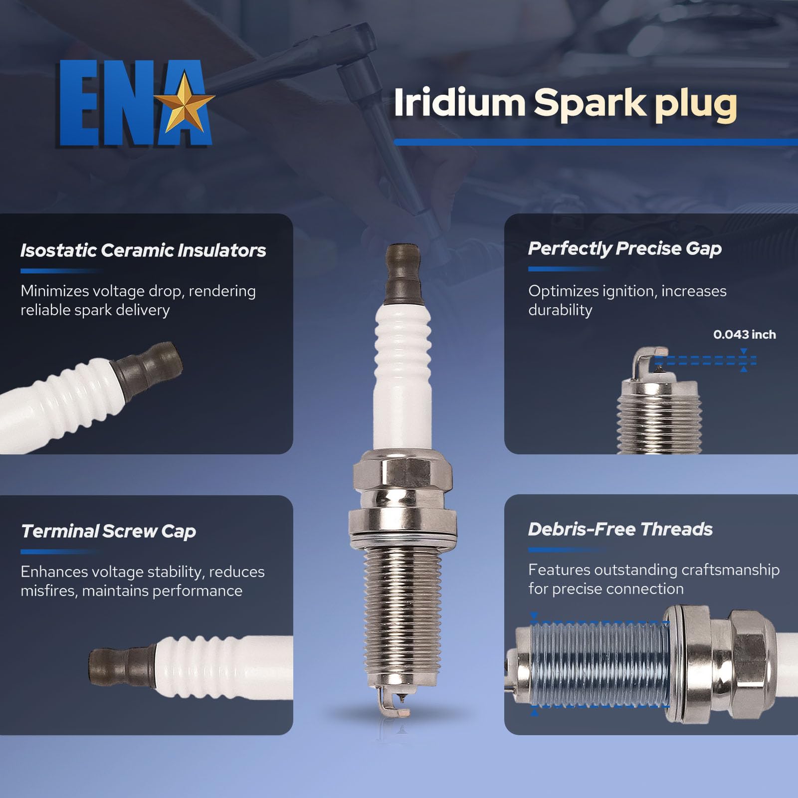Ena Set Of 6 Ignition Coil And Iridium Spark Plug Compatible With Nissan Infiniti Frontier Nv1500 Nv2500 Nv3500 Xterra Pathfinde