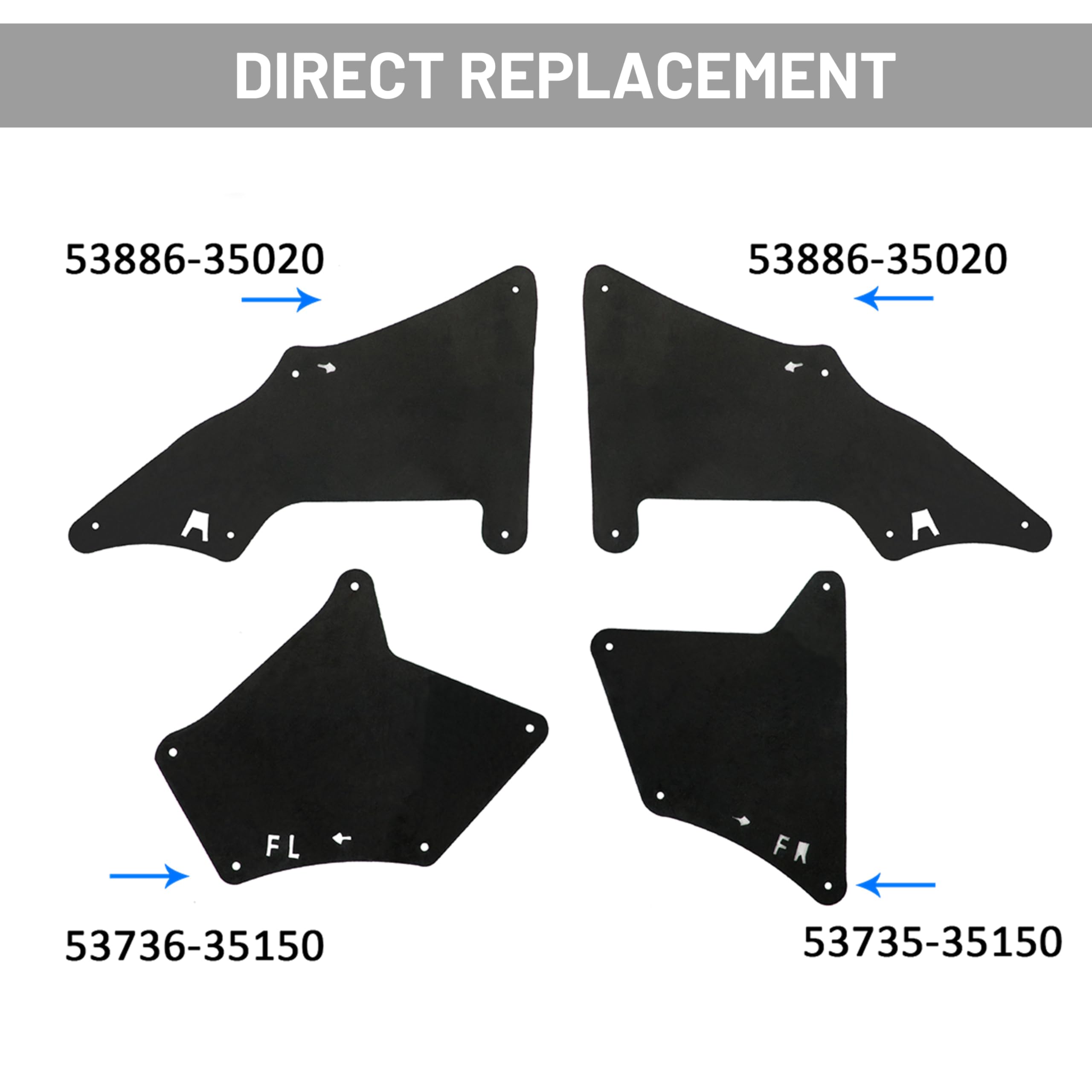 ECOTRIC Splash Guards Fender Liner Shield Compatible with 2003-2022 Toyota 4 Runner 2007-2014 FJ Cruiser 2003-2020 Land Cruiser 2003-2020 Lexus GX460 GX470 Replace for 5373535150 5373635150 5388635020