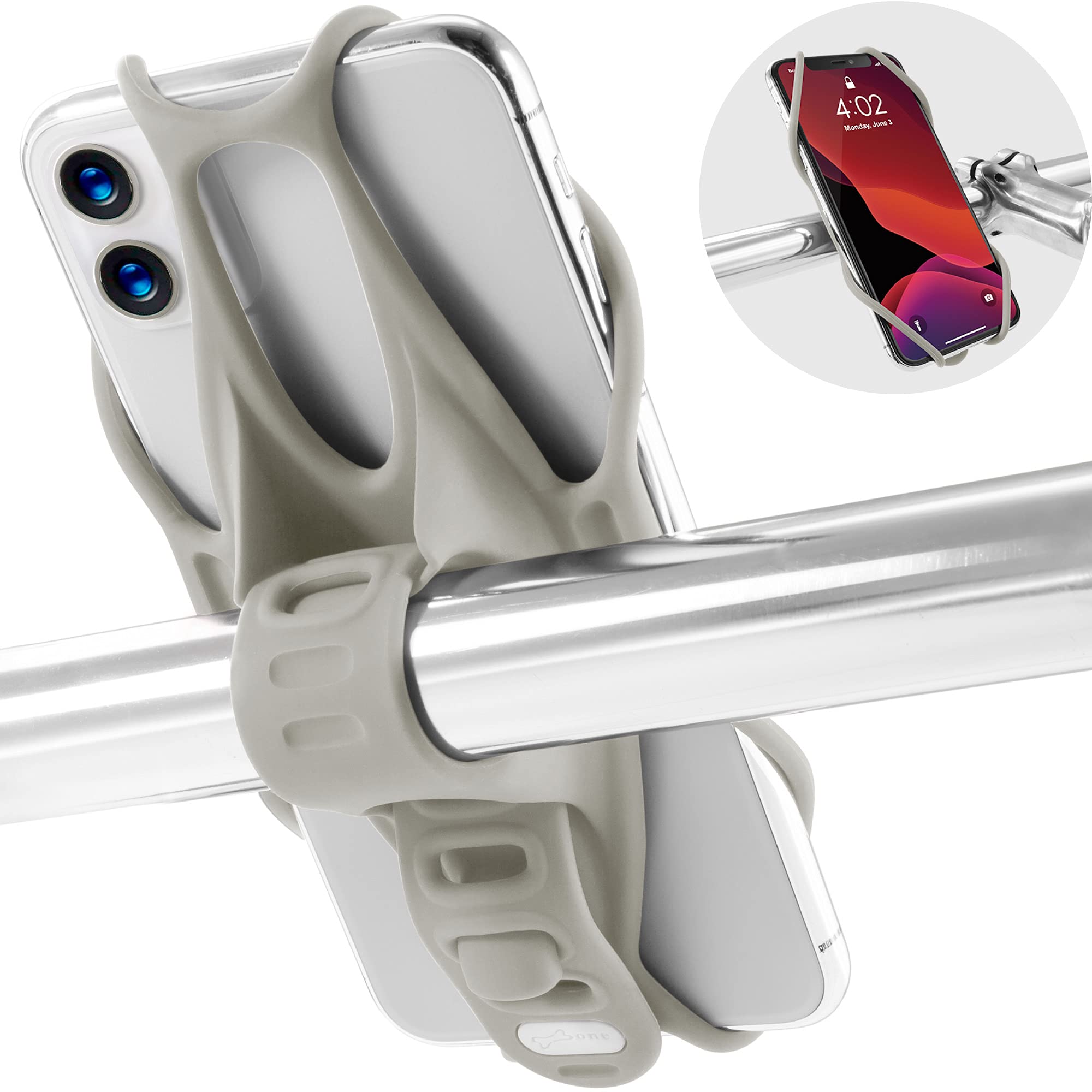 BONE Bike Tie 3, Bike Cell Phone Mount for Handlebar, Scratch-Free Silicone Holder with Anti-Slip Design, Universal Cycling Phon