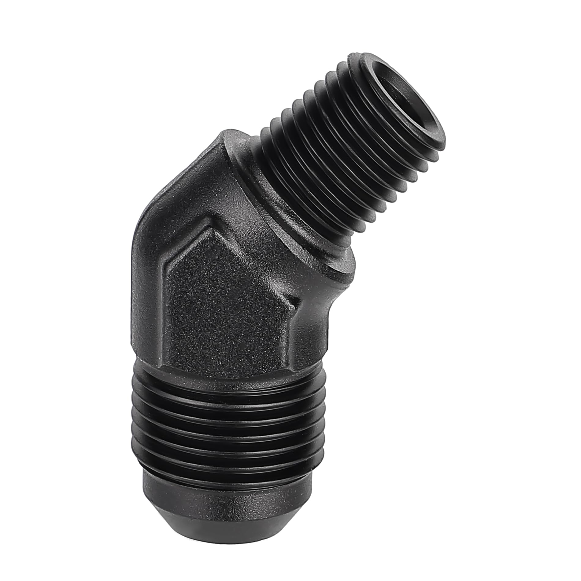 Evil Energy 8An Male Flare To 1/4'' Npt Pipe 45 Degree Fitting Adapter Aluminum Black