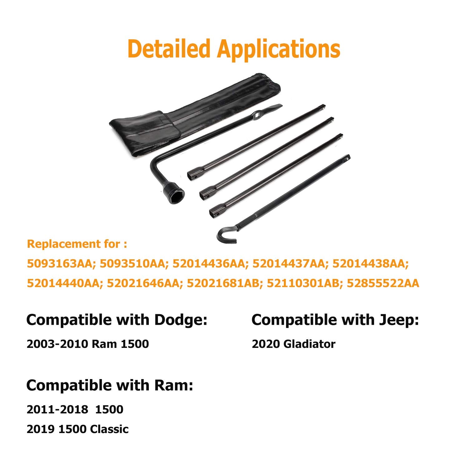 Dr.Roc Spare Tire Tool Kit - Jack Handle & Lug Wrench for Dodge Ram 1500 (2003-2021), Ram 1500 Classic (2019), Jeep Gladiator (202