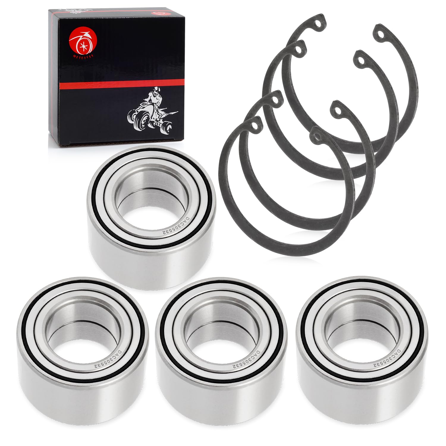 93305-00602-00 Front & Rear Heavy Duty Wheel Bearing 30X55X32Mm + Circlip Compatible With Yamaha Grizzly 550 660 700 Kodiak 450 700 2003-2023