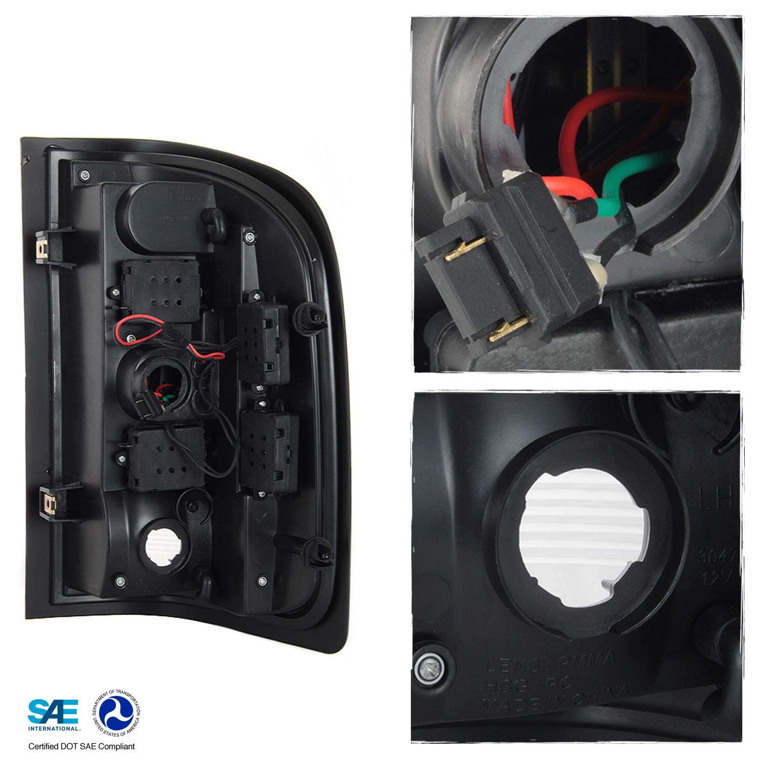 Akkon - For Black Smoke 07-13 Silverado Pickup Full Led Tail Lights Brake Lamp Replacement Driver And Passenger