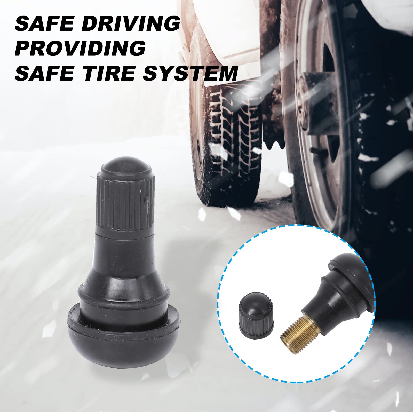 BLACKHORSE-RACING 25 Pack TR412 Rubber Tire Snap-in Short Valve Stem ATV Lawn Mower Garden Tractor Plug Stem for Tubeless 0.453