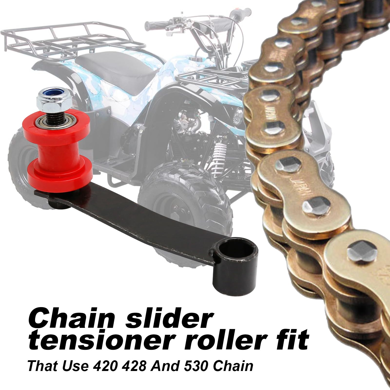 Syowada Chain Tensioner Replacement For Coolster Atv Go Kart 4 Wheeler 110Cc 125Cc 150Cc 200Cc 250Cc That Use 420 428 And 530 Chain Slider Tensioner Adjuster Roller Guide With Spring