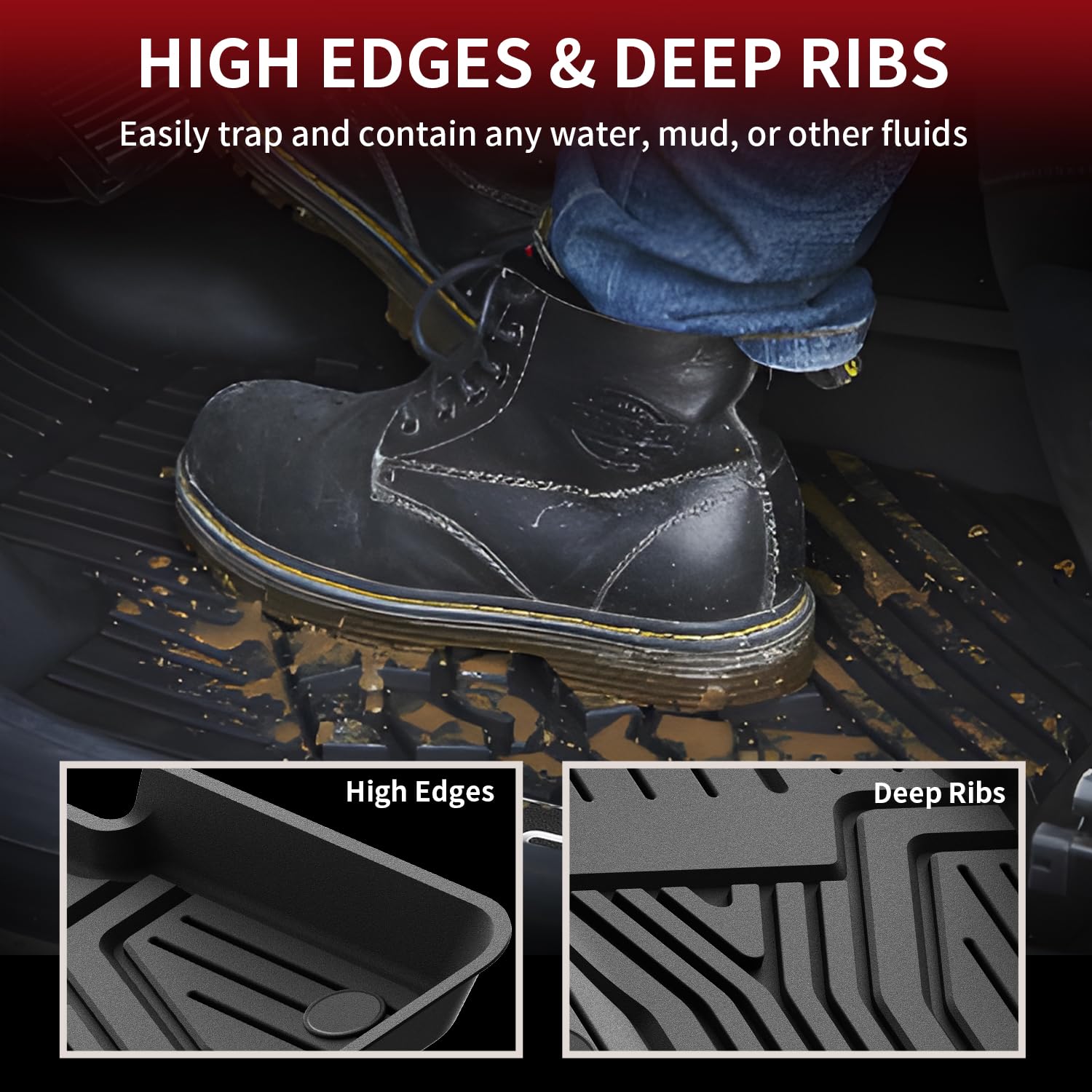 Lasfit Floor Mats For Honda Accord Sedan 2018 2019 2020 2021 2022 (Include Hybrid Models), All Weather Tpe Custom Fit Floor Line