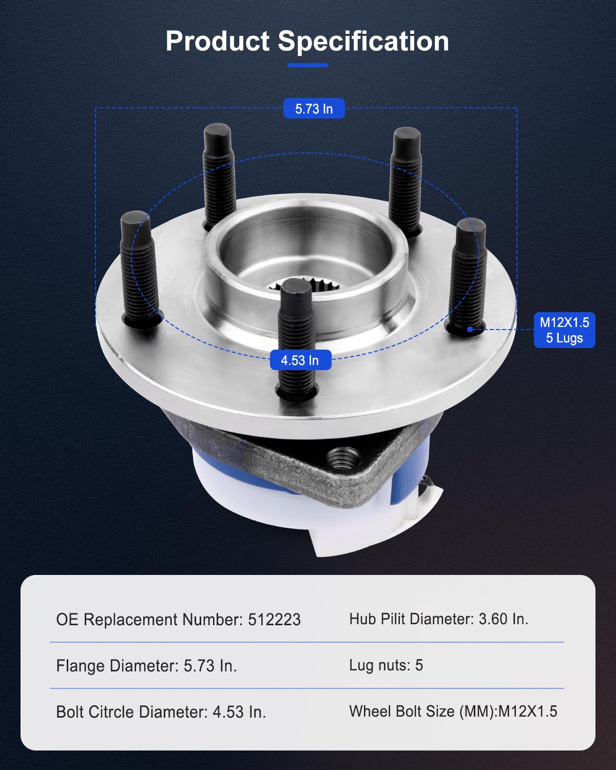 Eccpp Wheel Hub Bearing Assembly Premium Hub Assembly Rear 5 Lugs W/Abs For Cadillac Cts Cadillac Sts 2005-2007 Compatible With