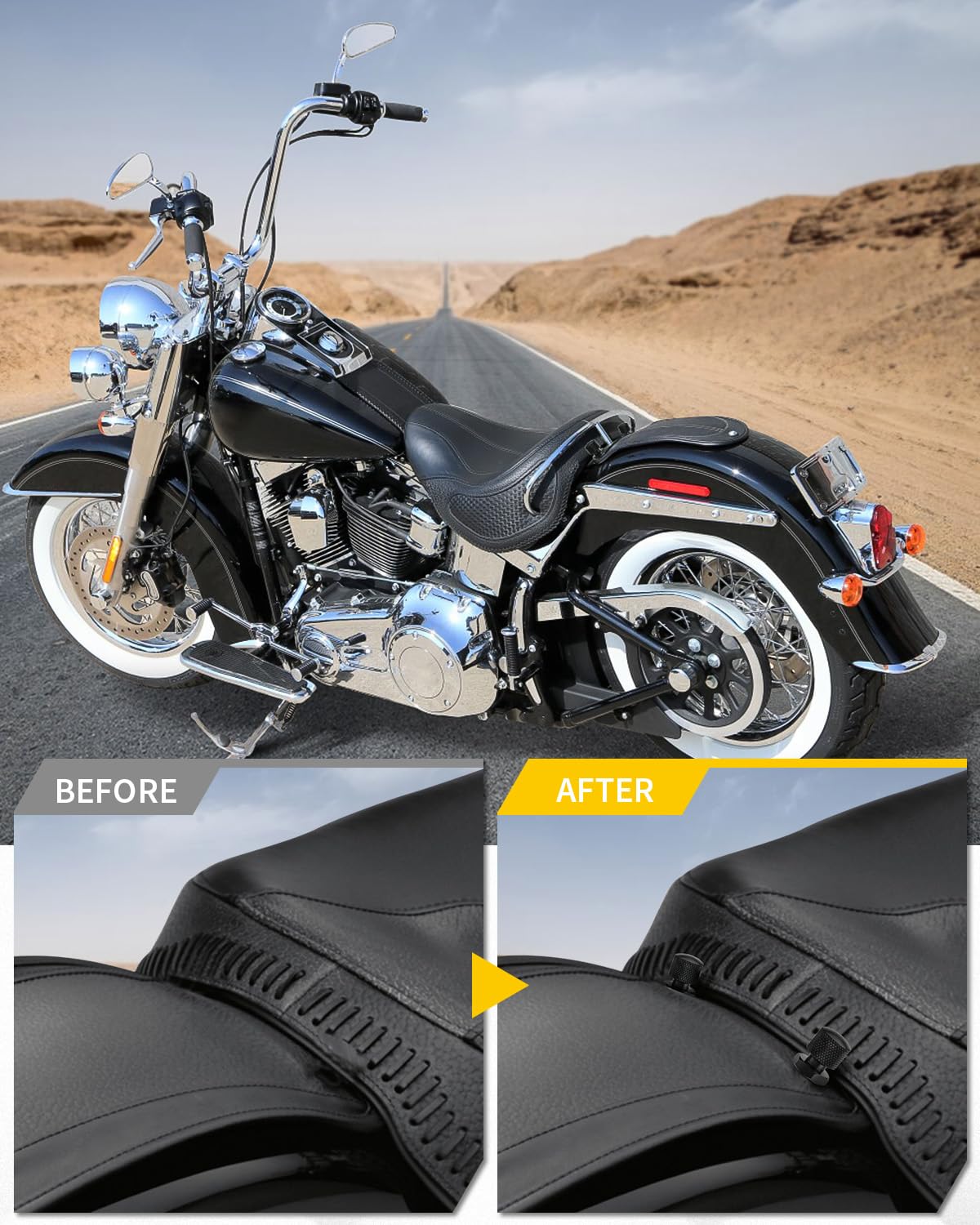 Anonemoto Black Solo Seat Nuts, Solo Seat Mounting Nuts Compatible For Harley Davidson 1997-2024 Touring Street Glide Road Glide Road King Softail…