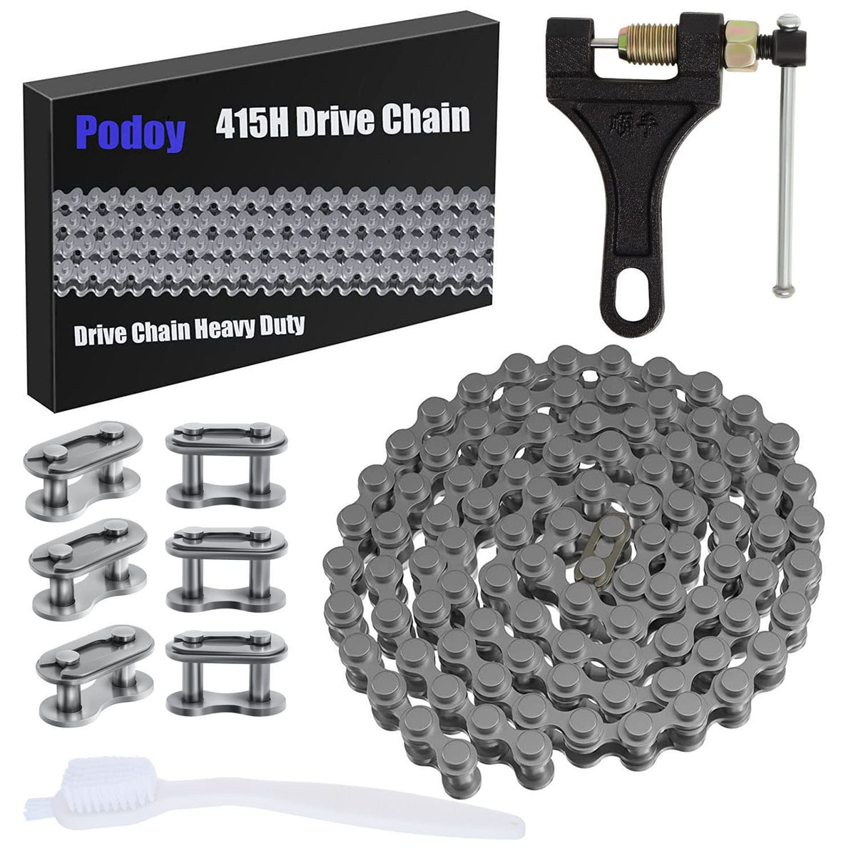Podoy 415H Motorized Chain 110L Dirt Bike Chain Heavy Duty For 80Cc 49Cc 60Cc 66Cc 2 Stroke Engine Motorized Bike Chain High Pow