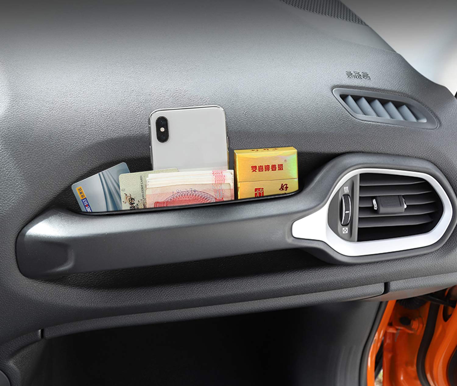 Yoctm Grabtray Interior Storage For Jeep Renegade 2015 2016 2017 2018 2019 2020 2021 2022 2023 Co-Pilot Grab Bar Storage Tray Organizer Box Phone Holder Accessories With Rubber Pad