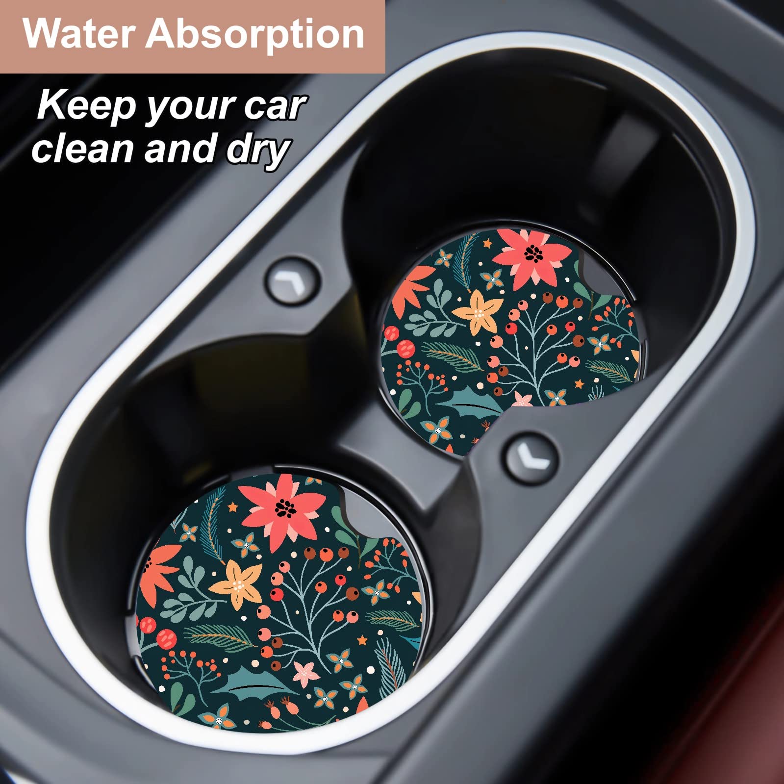 Oppsviust Car Cup Holder Coaster, Car Coasters for Cup Holders, 2PCS Universal Anti Slip Car Assecories, Cute Car Coasters with