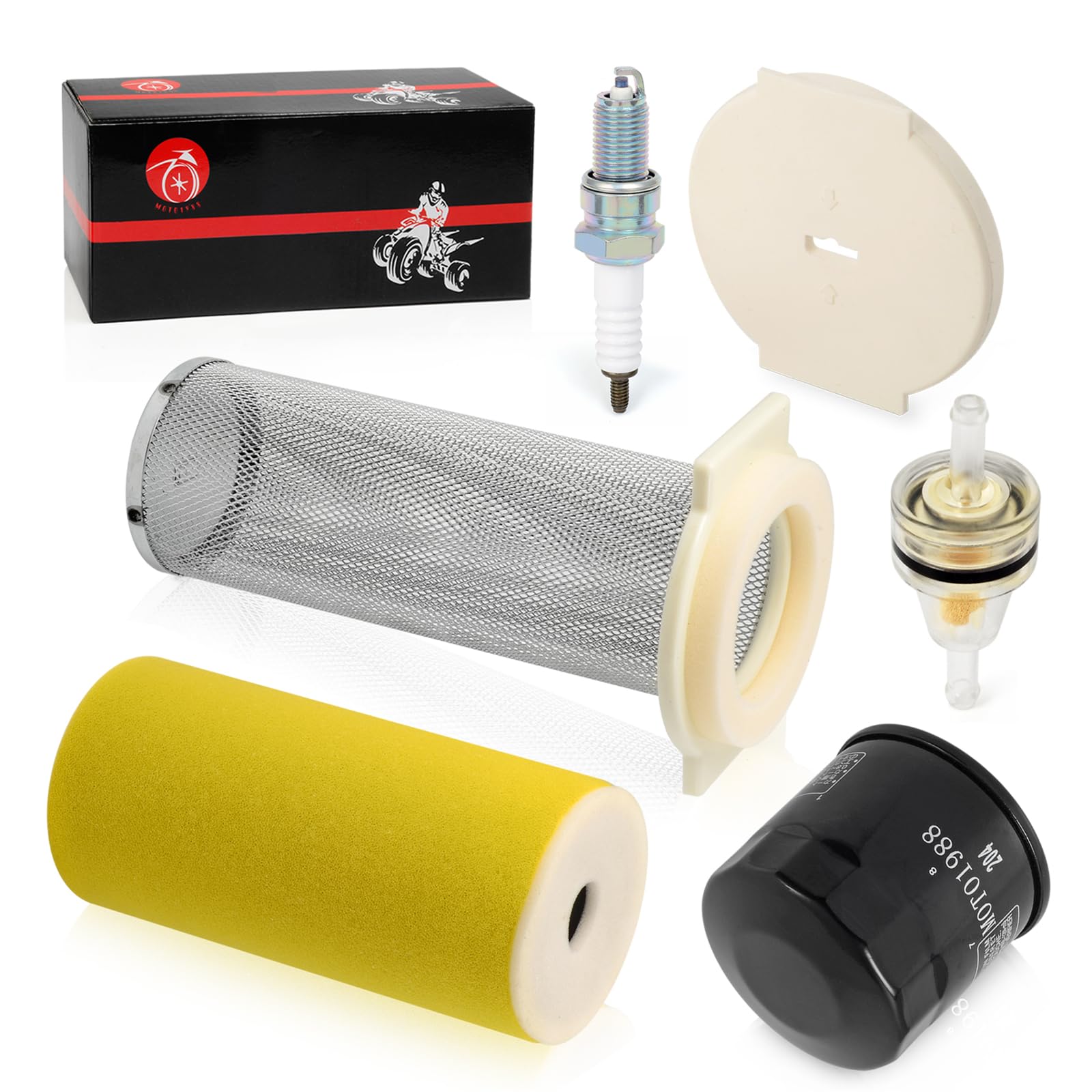 MOTO1988 Air Filter Kit for Yamaha KODIAK 400 YFM400 (2000-2002) - Includes Guide, End Cap, Fuel Oil Filter, Spark Plug