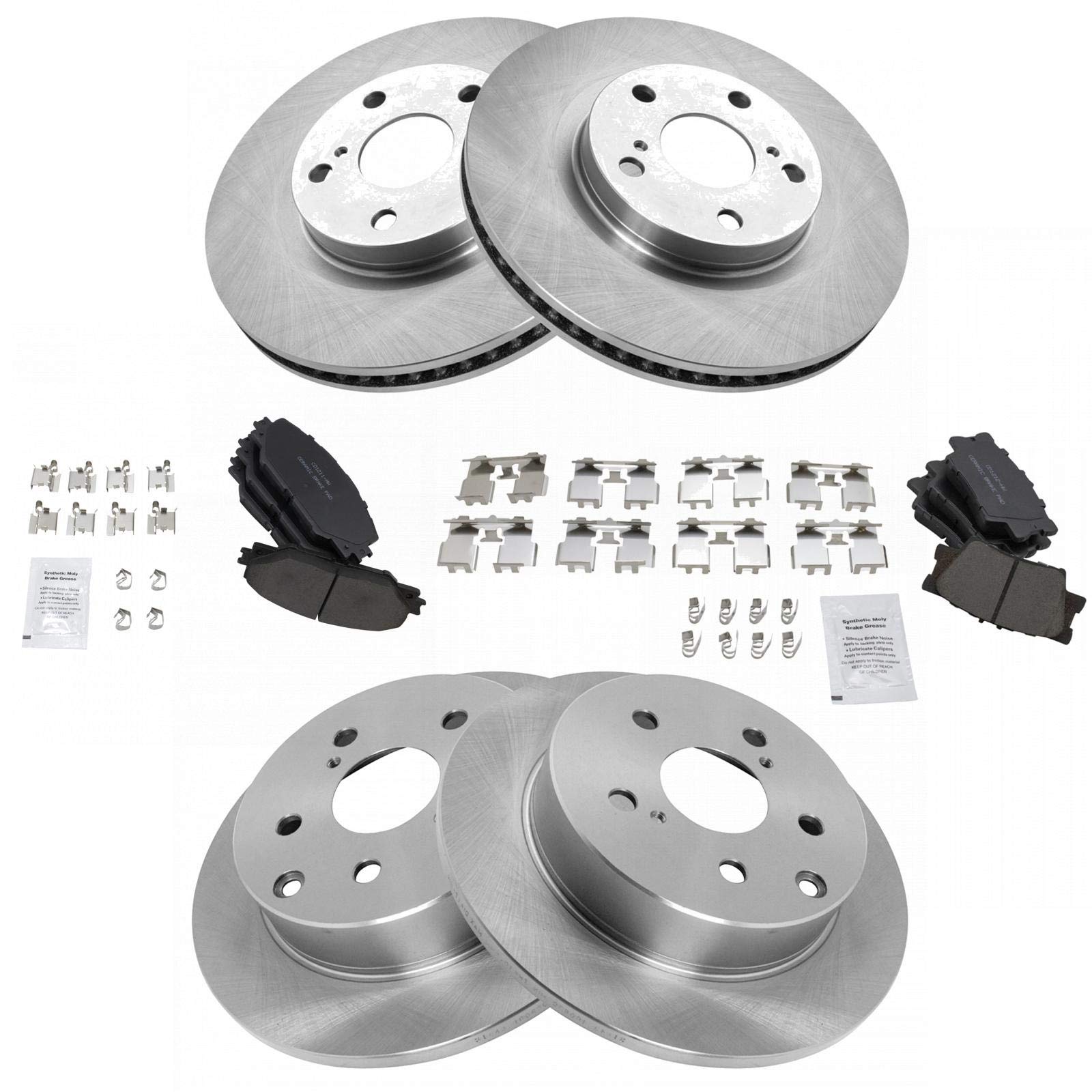 Trq Front And Rear Brake Pad & Rotor Kit Brake Pads Brake Rotor Ceramic Compatible With 2006-2018 Toyota Rav4