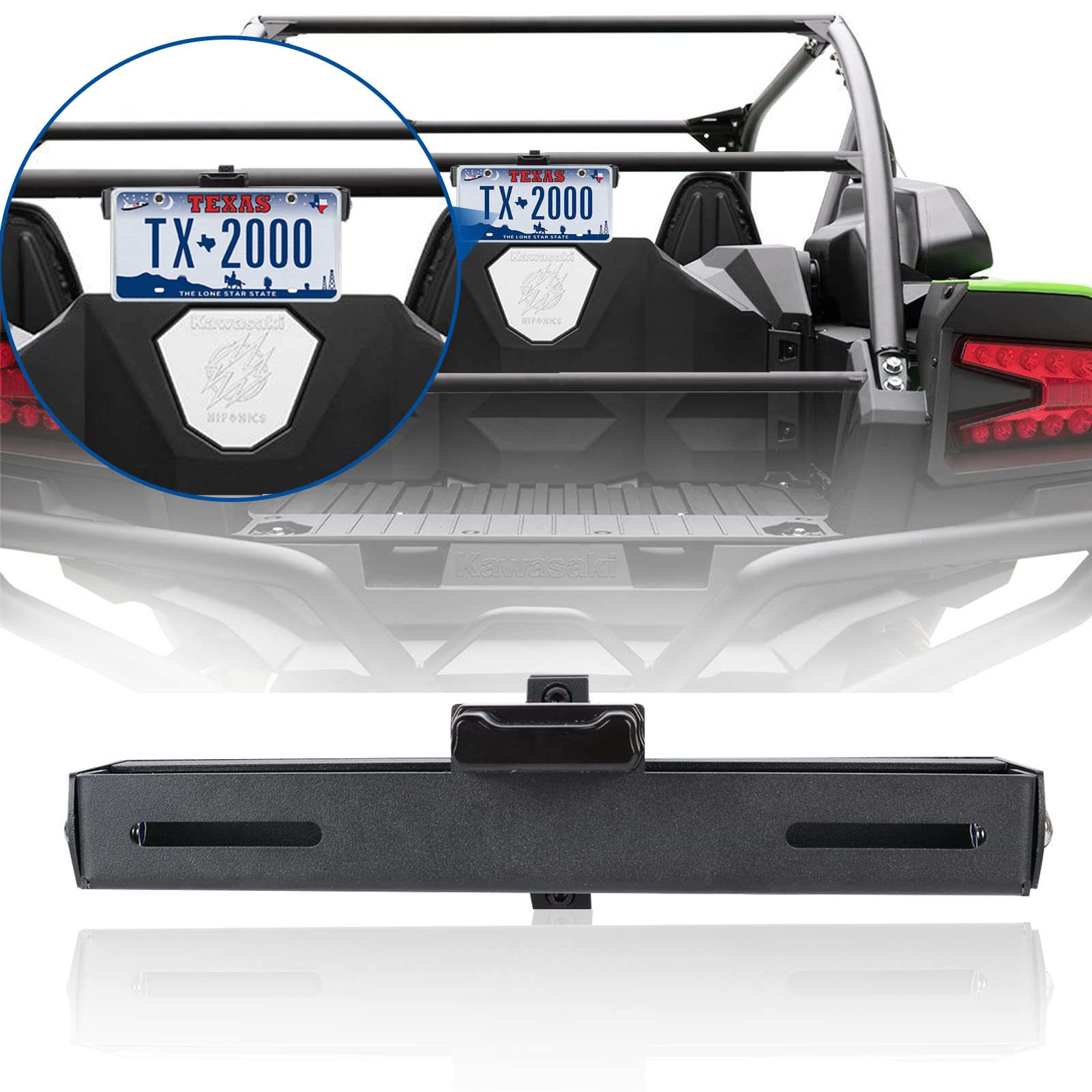 Maiker Aluminum UTV License Plate Frame with Light Compatible with Polaris Pioneer Talon Can-Am Maverick X3 Kawasaki Arctic Cat 