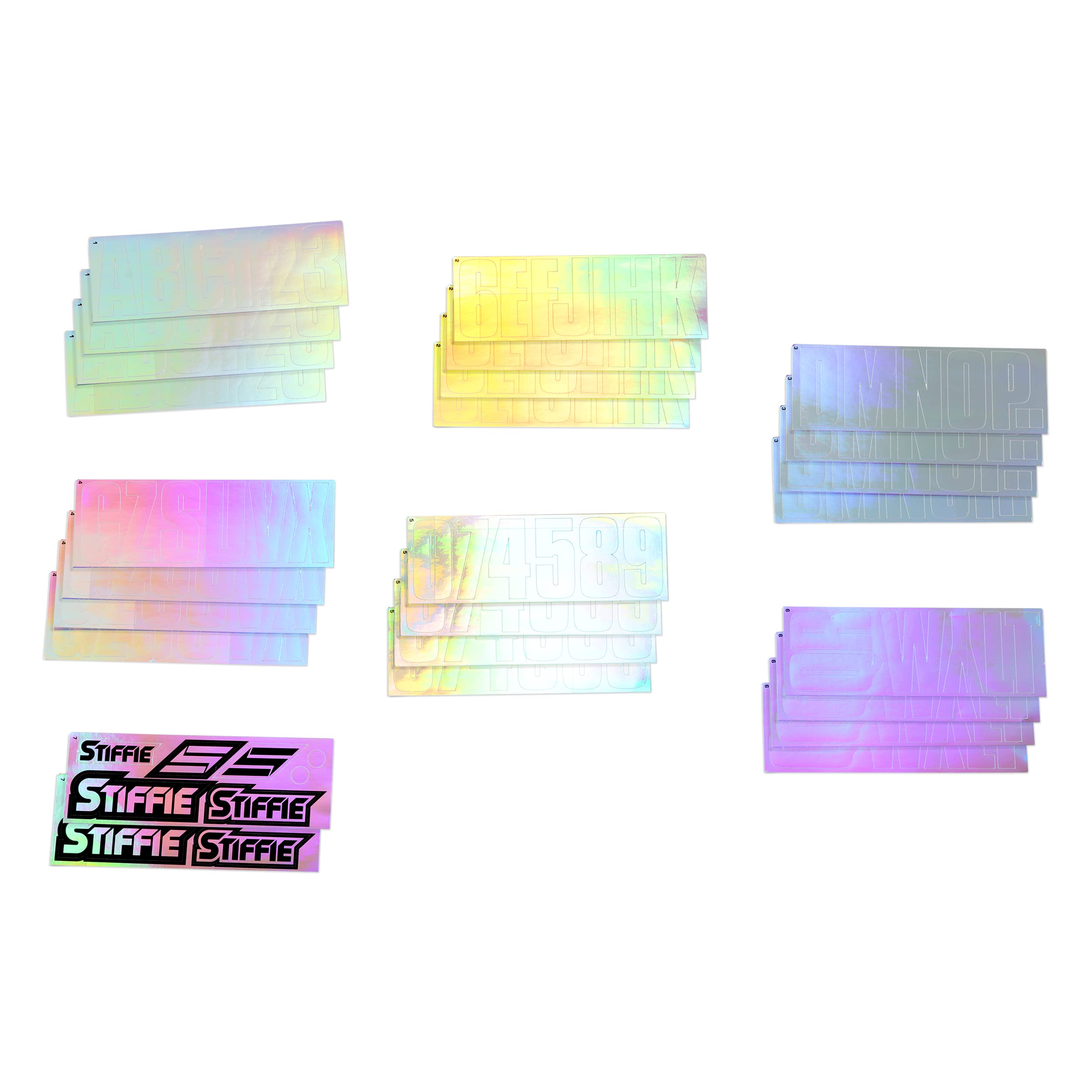 STIFFIE Uniline Rainbow Chrome 3'' Boat & PWC Registration Decals  Numbers Letters Stickers
