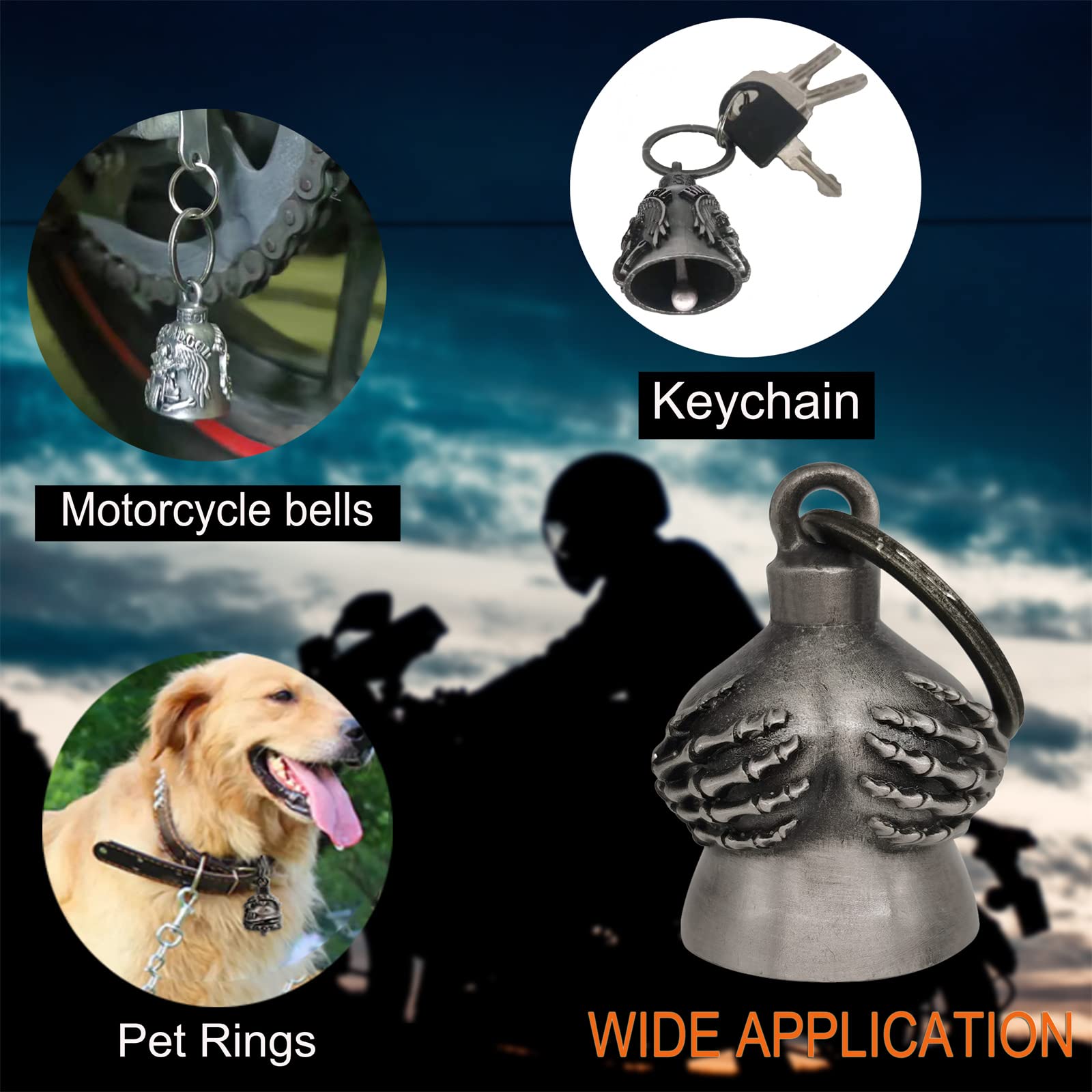 Dream Apparel Motorcycle Ride Bell For Bikers,Heavy Spirit Bells Accessory And Key Chain For Luck
