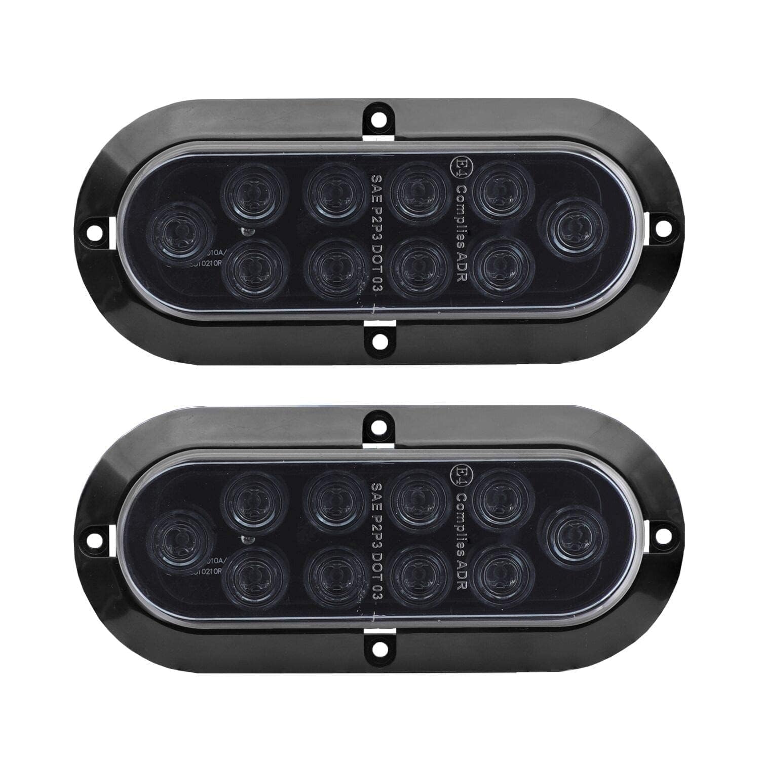 Tmh 6'' Oval Smoked Lens/Red Led Trailer Tail Light Surface Mount 10 Led Waterproof Stop Brake Turn Trailer Lights For Truck Rv