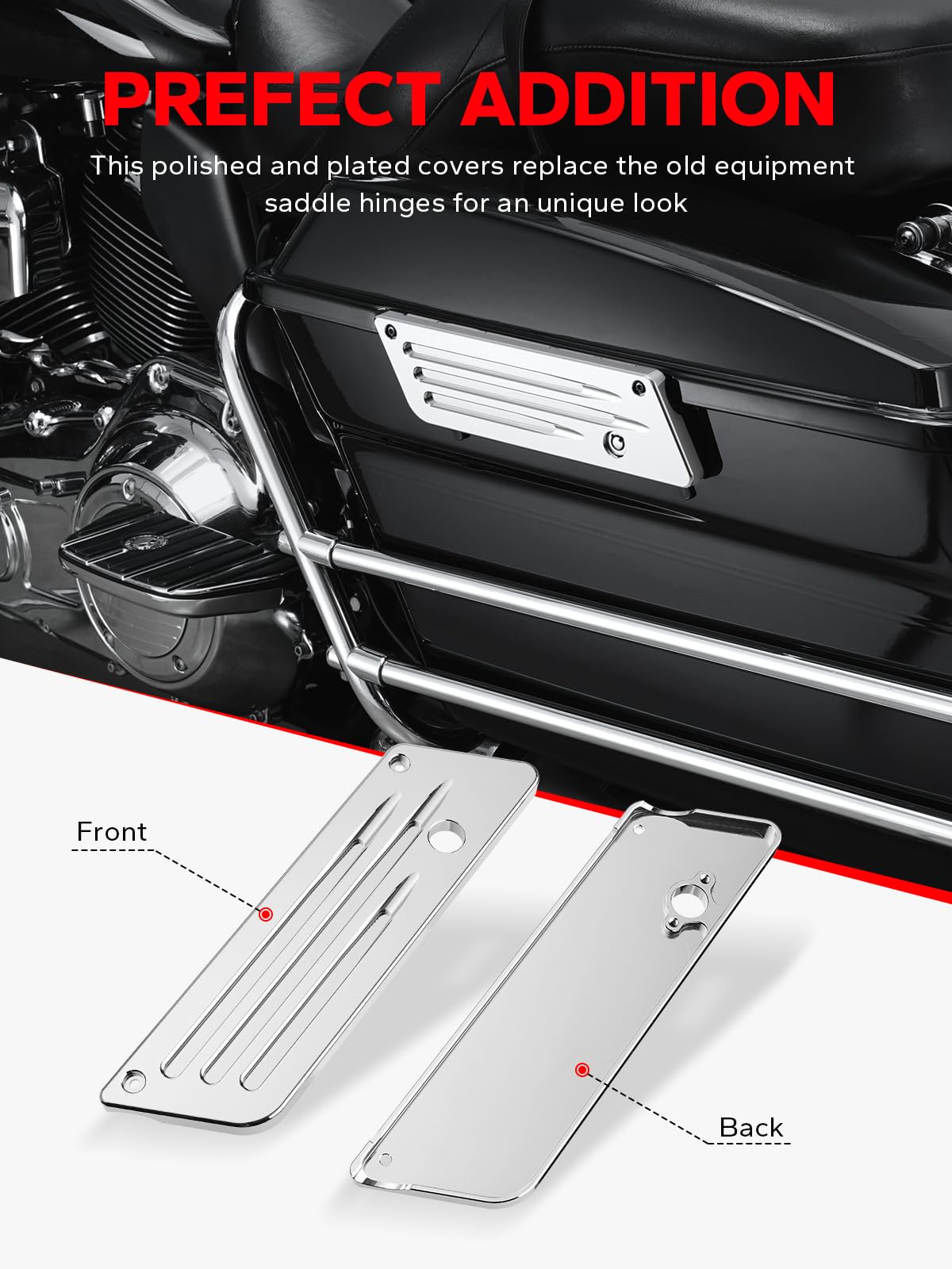 Amazicha Saddlebag Saddle Bag Latch Covers Chrome Compatible For Harley Davidson Touring Street Glide, Electra Glide, Road Glide