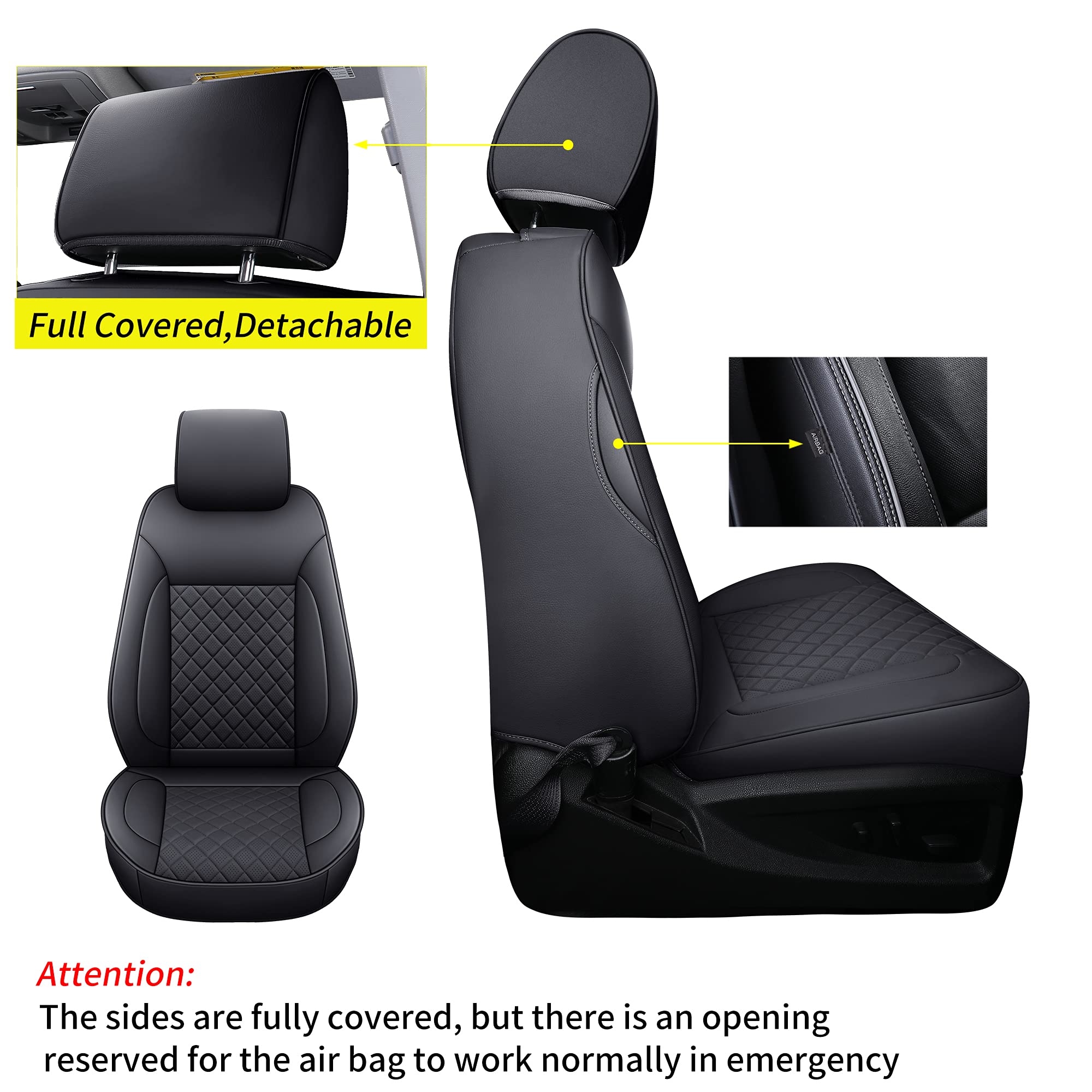 LUCKYMAN CLUB Chevy Silverado/Sierra P01-S1 Seat Covers Full Set, Fit 2019-2024 1500/2020-2024 2500 HD/3500 HD Crew Cab with Bre